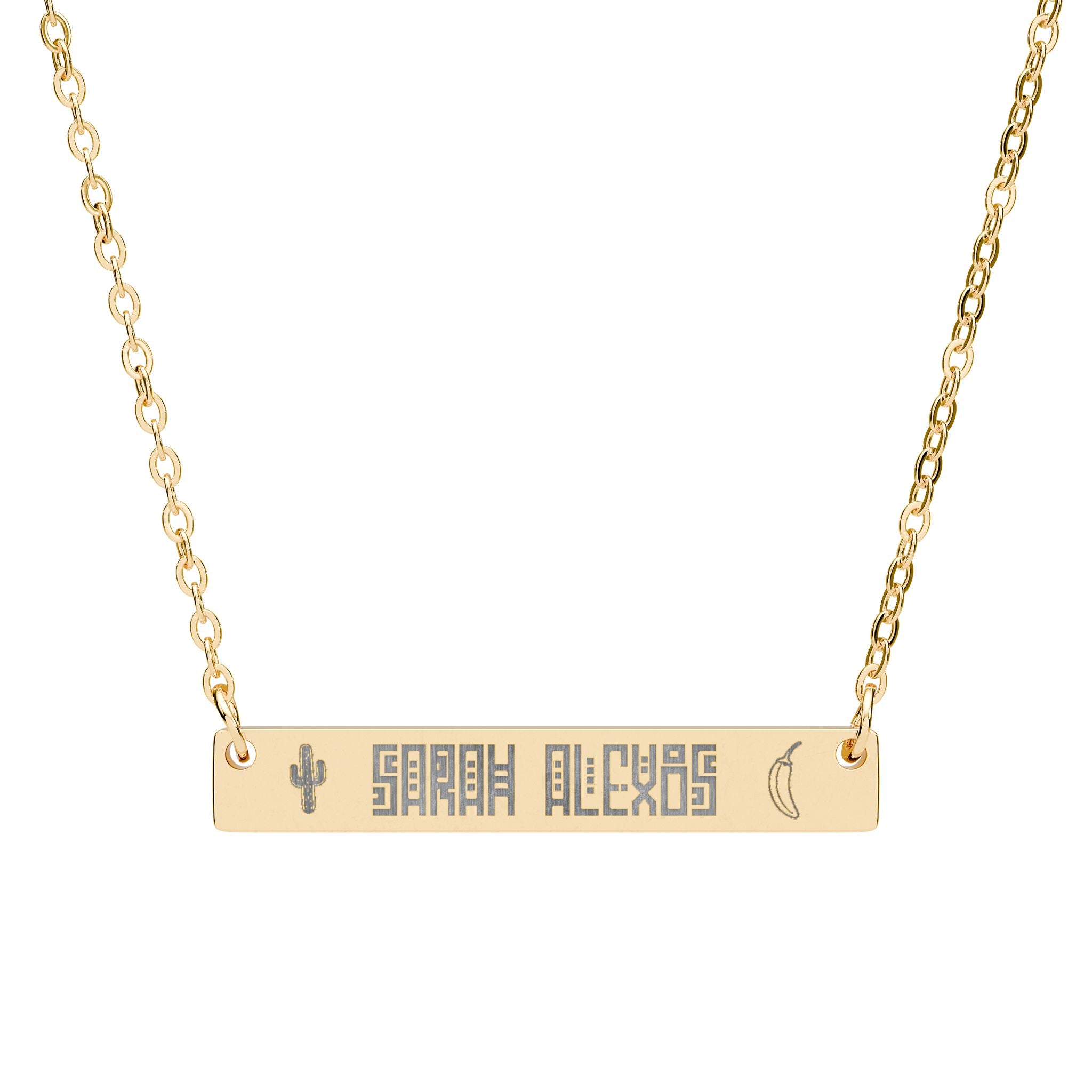 Personalized  Mexican Themed Horizontal Bar Necklace (Engraving)