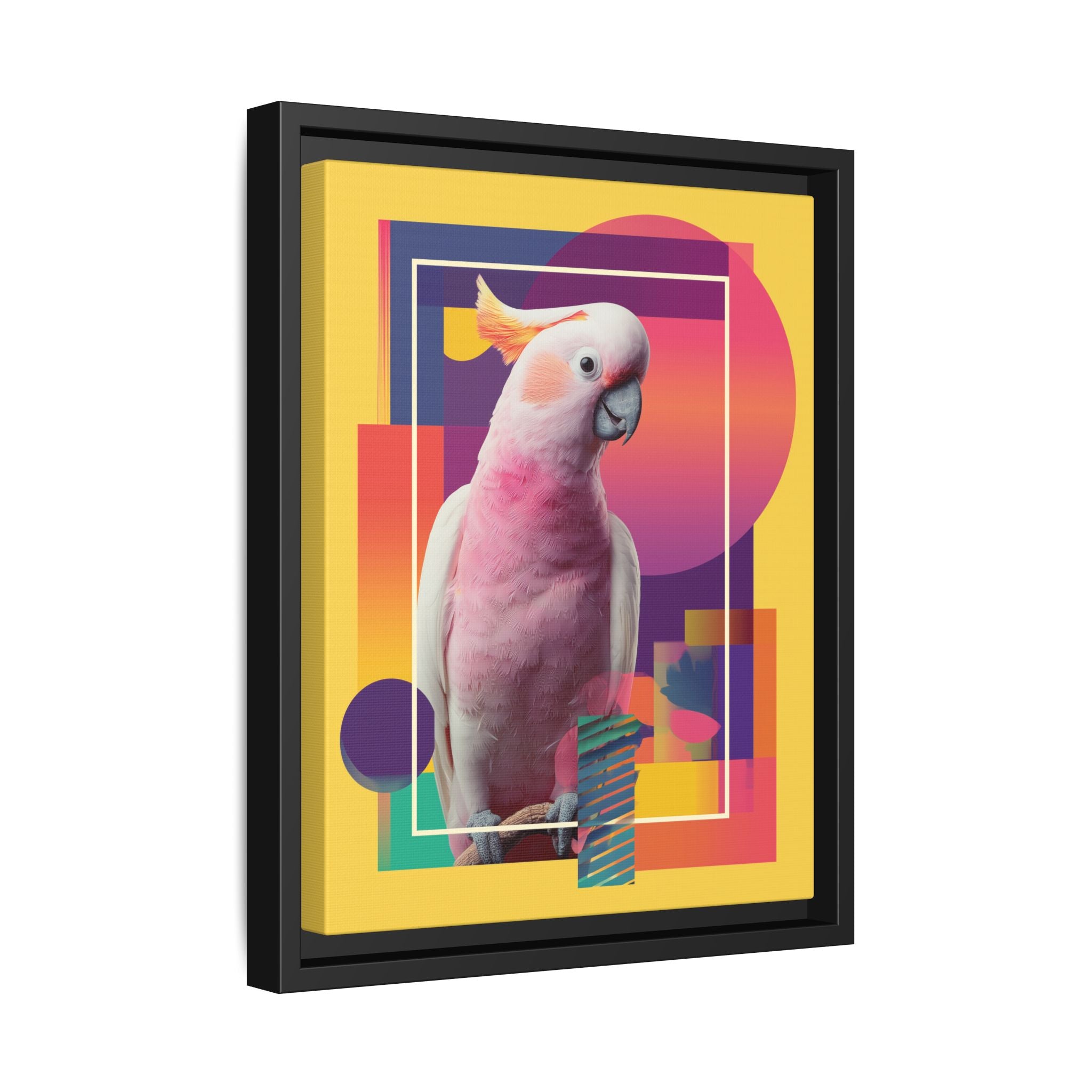 Geometric Cockatoo Composition: Moluccan Parrot Portrait, Modern Abstract Design   |    Custom Orders Available