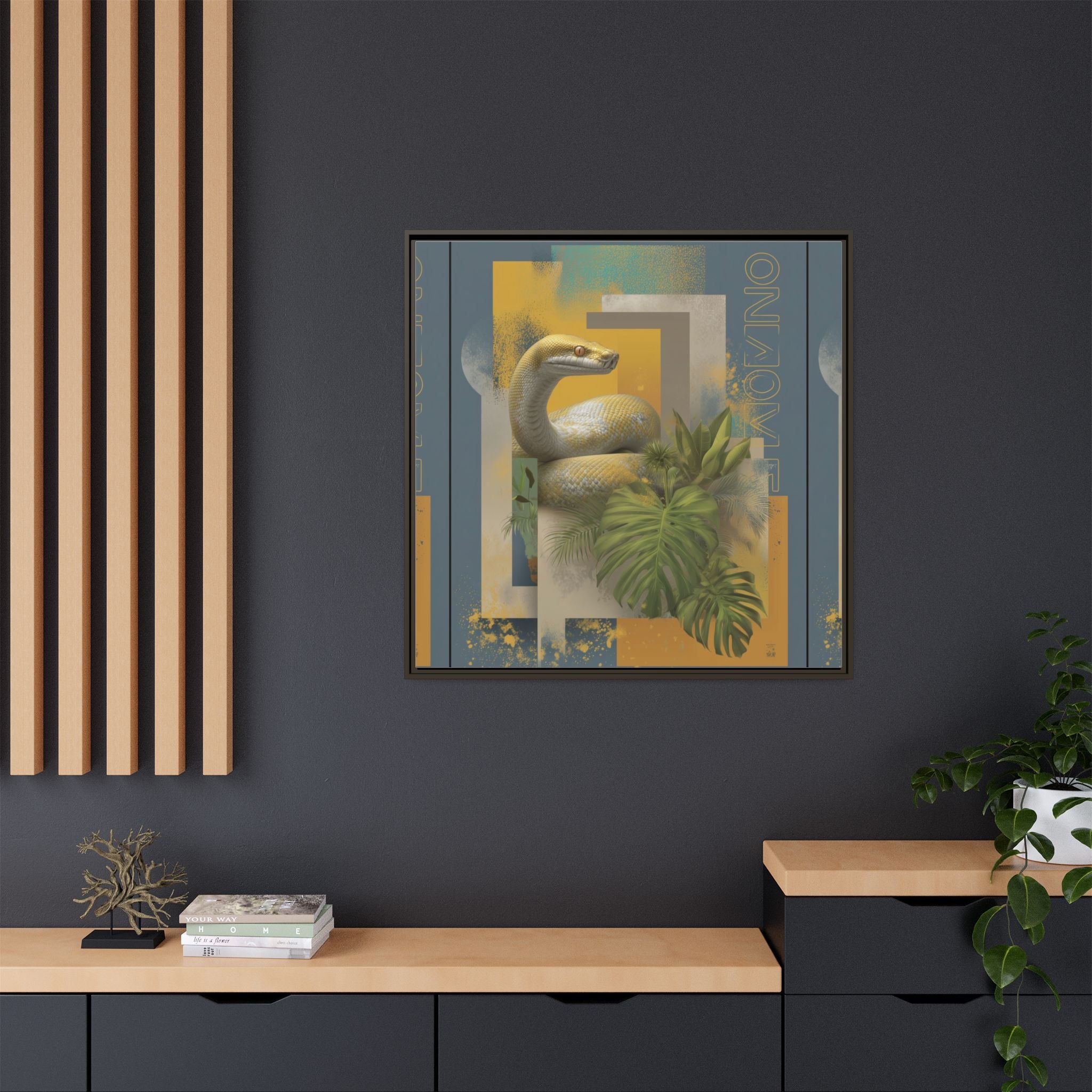 Serpent in Geometry: Tropical Albino Snake Portrait, Modern Botanical Illustration   |    Custom Orders Available