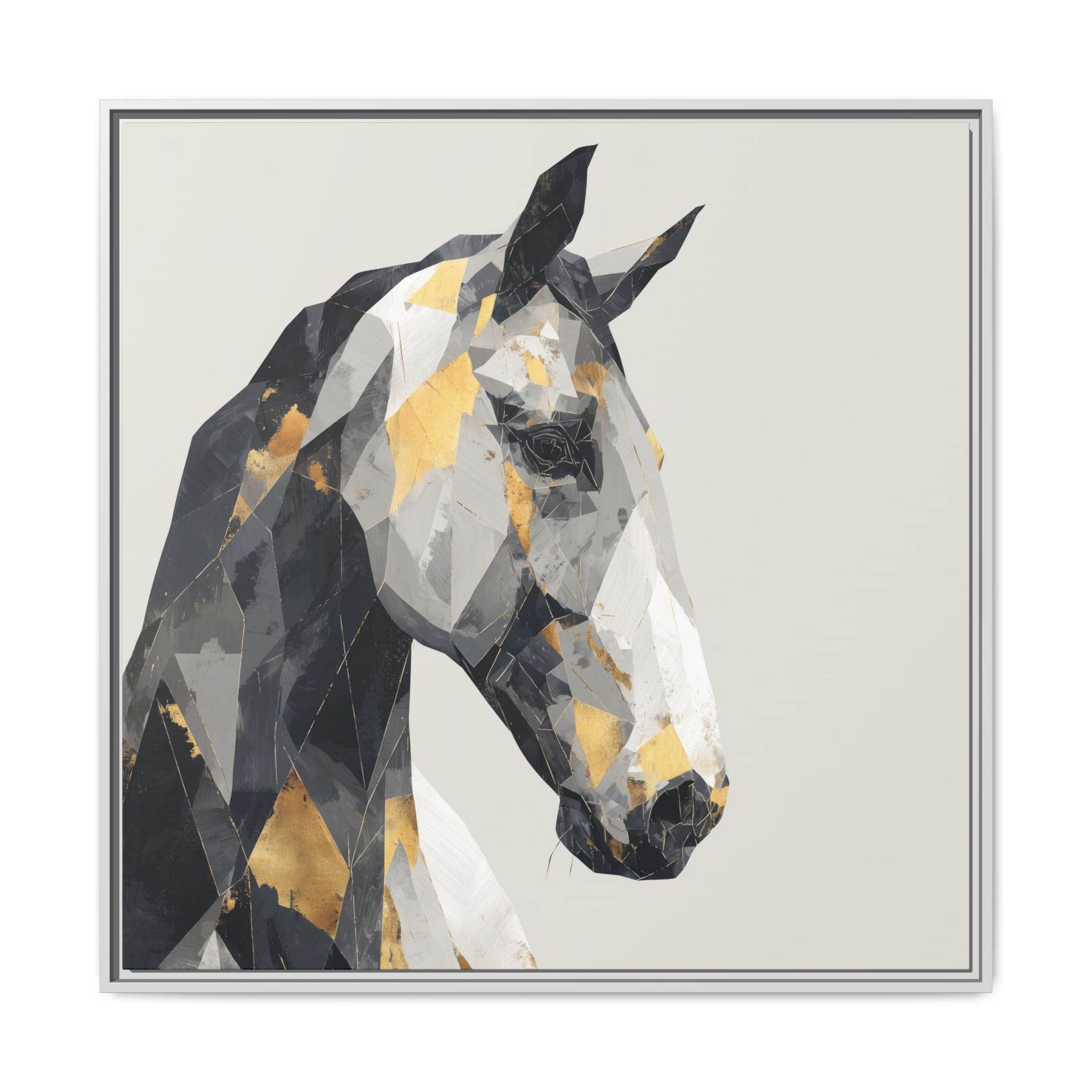 Equine Geometrica: Contemporary Cubist Horse, Metallic Abstract Portrait   |  Personalized & Custom Orders Available