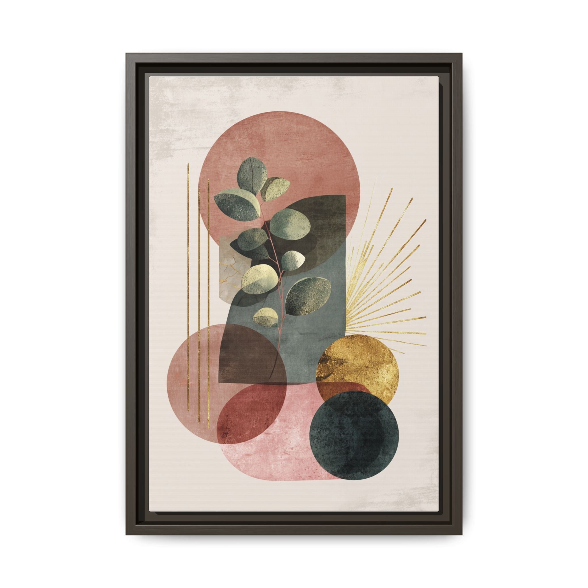 Botanical Geometric Symphony: Eucalyptus Harmony, Metallic Intersections, Modern Earth Tones   |   Custom Orders Accepted