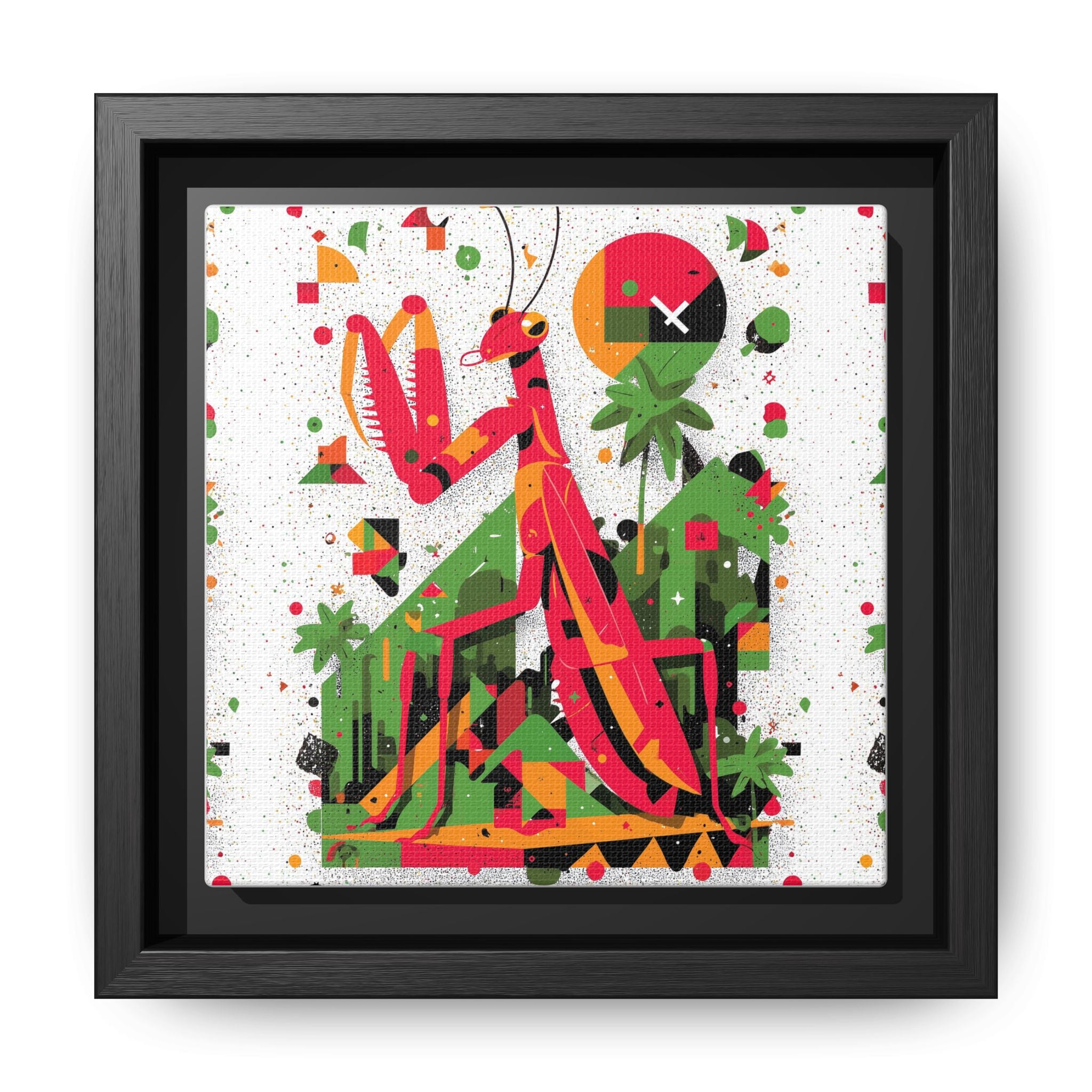 Praying Mantis in Bloom: Geometric Insect Portrait, Abstract Digital Illustration   |    Custom Orders Available