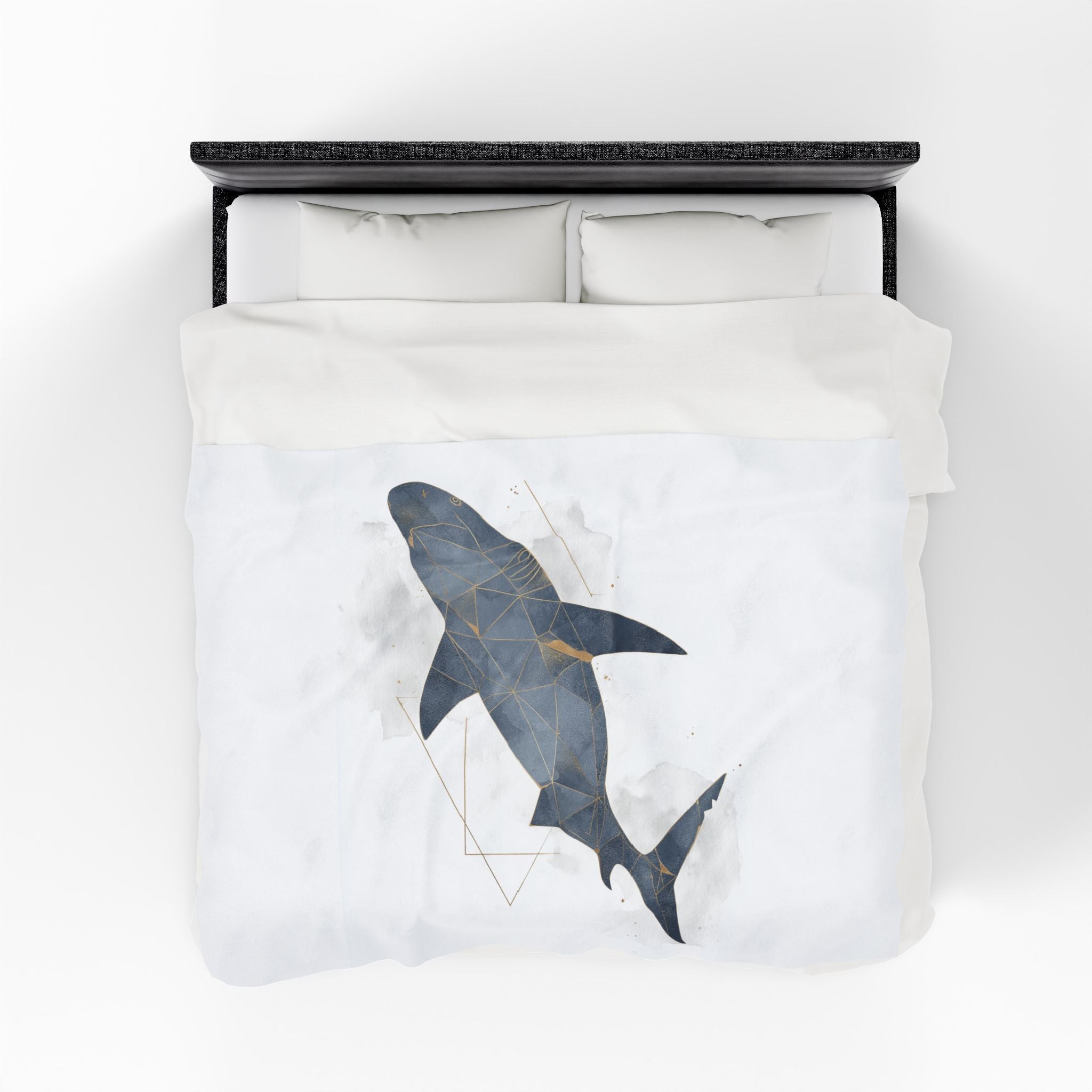 Polygonal Shark Blanket, Abstract Aquatic Design, Mosaic Oceanic Illustration   |  Personalized & Custom Orders Available