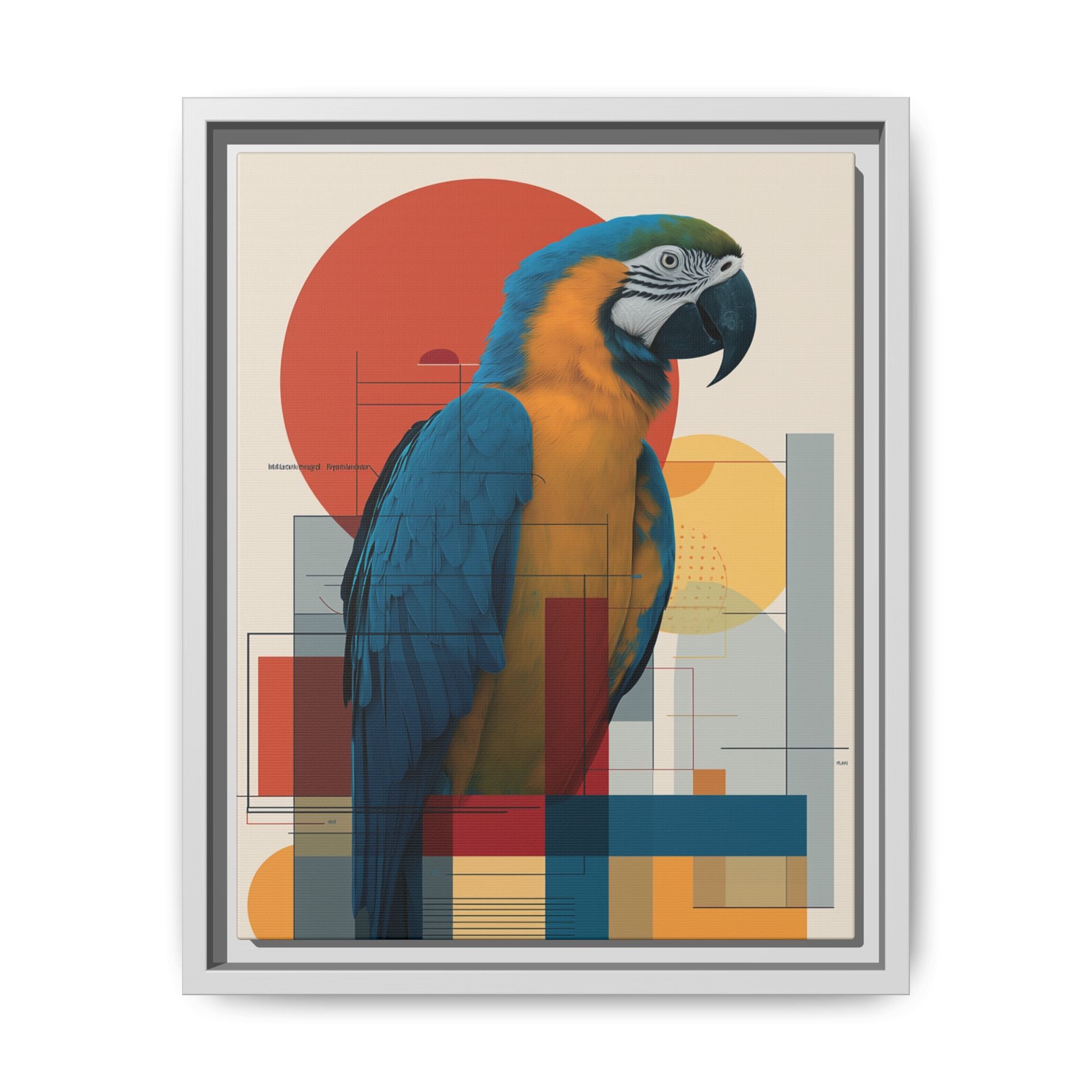 Macaw in Geometric Harmony: Modern Avian Portrait, Architectural Abstract Composition   |    Custom Orders Available