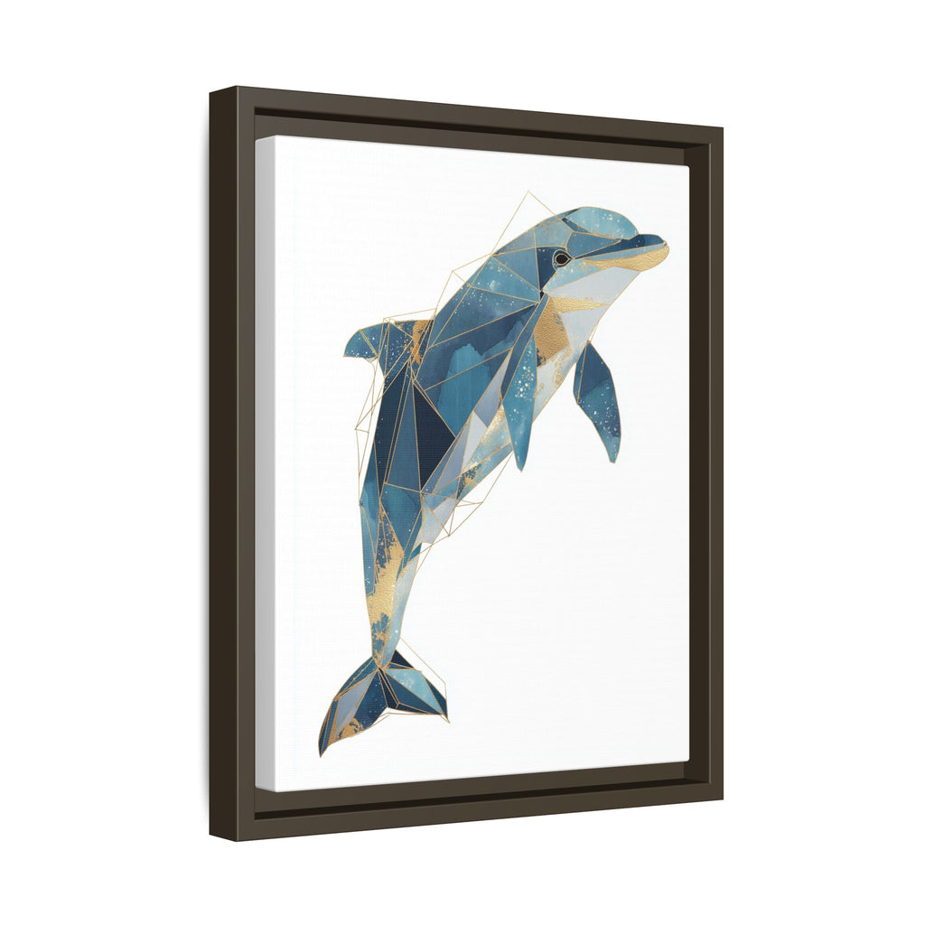 Crystalline Dolphin Framed Print : Geometric Marine Mosaic, Fractalized Blue Abstract   |  Personalized & Custom Orders Available