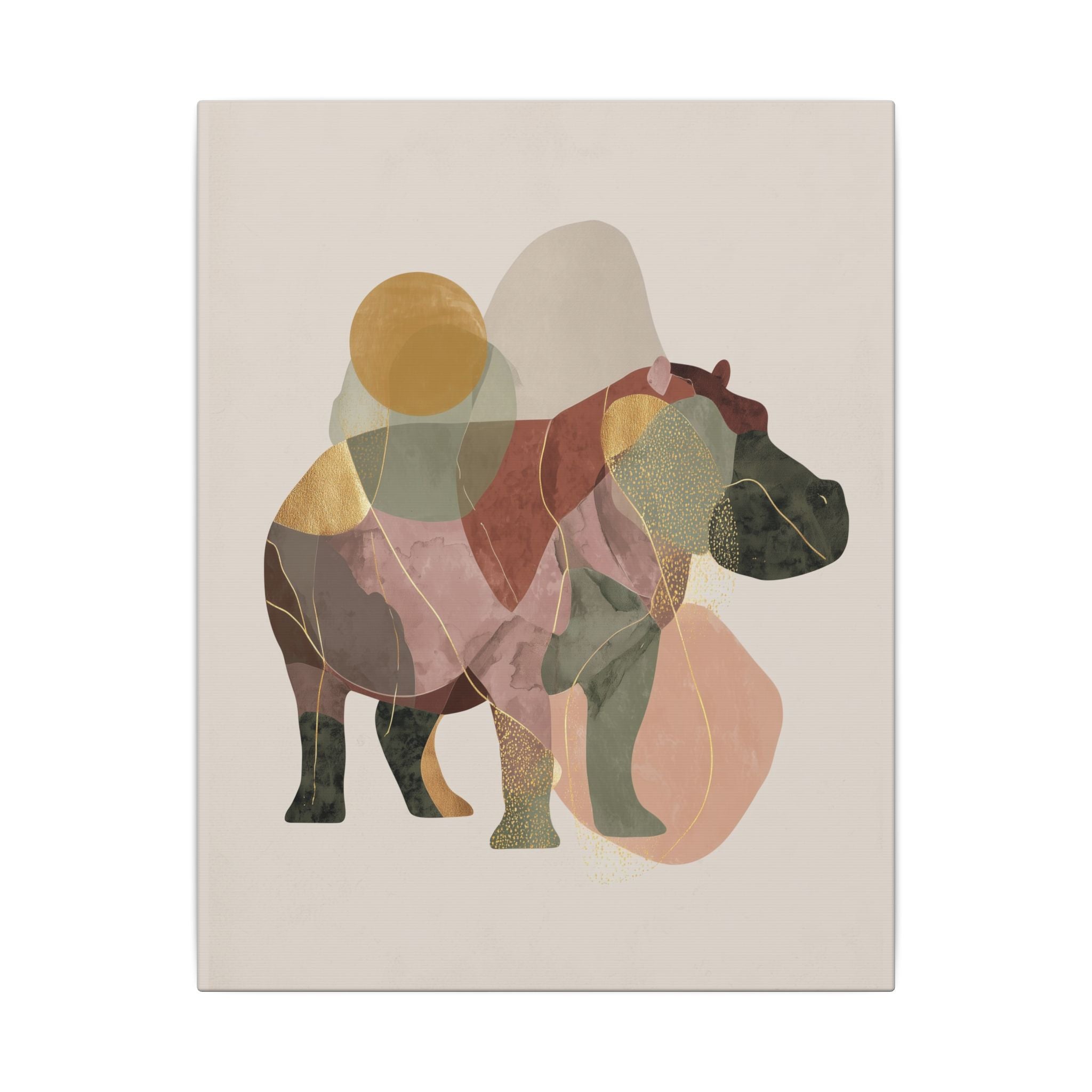 Geometric Hippo: Abstract Animal Art, Minimalist Pastel Composition   |    Custom Orders Available