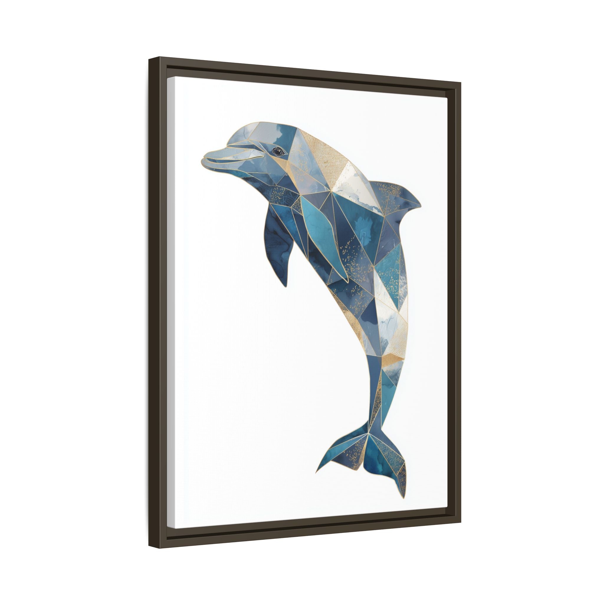Geometric Dolphin Mosaic Framed Print , Contemporary Marine Art   |  Personalized & Custom Orders Available