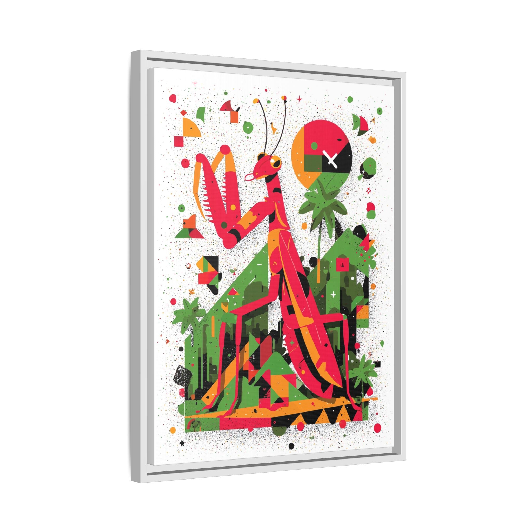 Praying Mantis Framed Print Geometric : Abstract Modernist Insect Art, Graphic Design Composition   |   Custom Orders Available