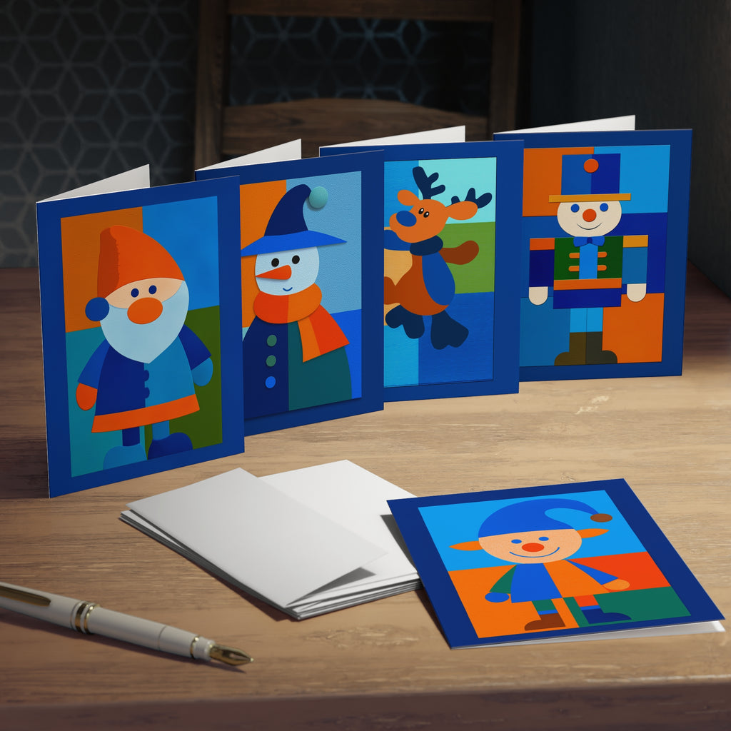 Christmas Greeting Cards, 5-Pack Blue Toned Holiday Cards