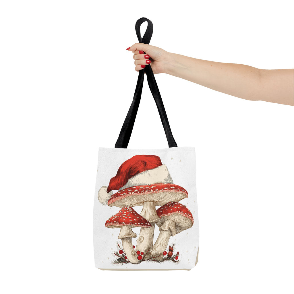 Whimsical Mushroom Christmas Tote Bag (AOP)  |  Stoner Gifts , Magic Mushrooms