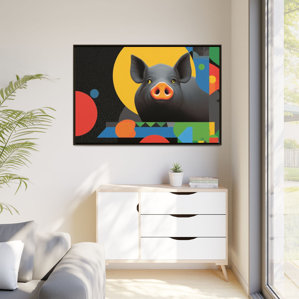Geometric Pig Poster: Abstract Graphic Design, Colorful Modernist Composition   |    Custom Orders Available