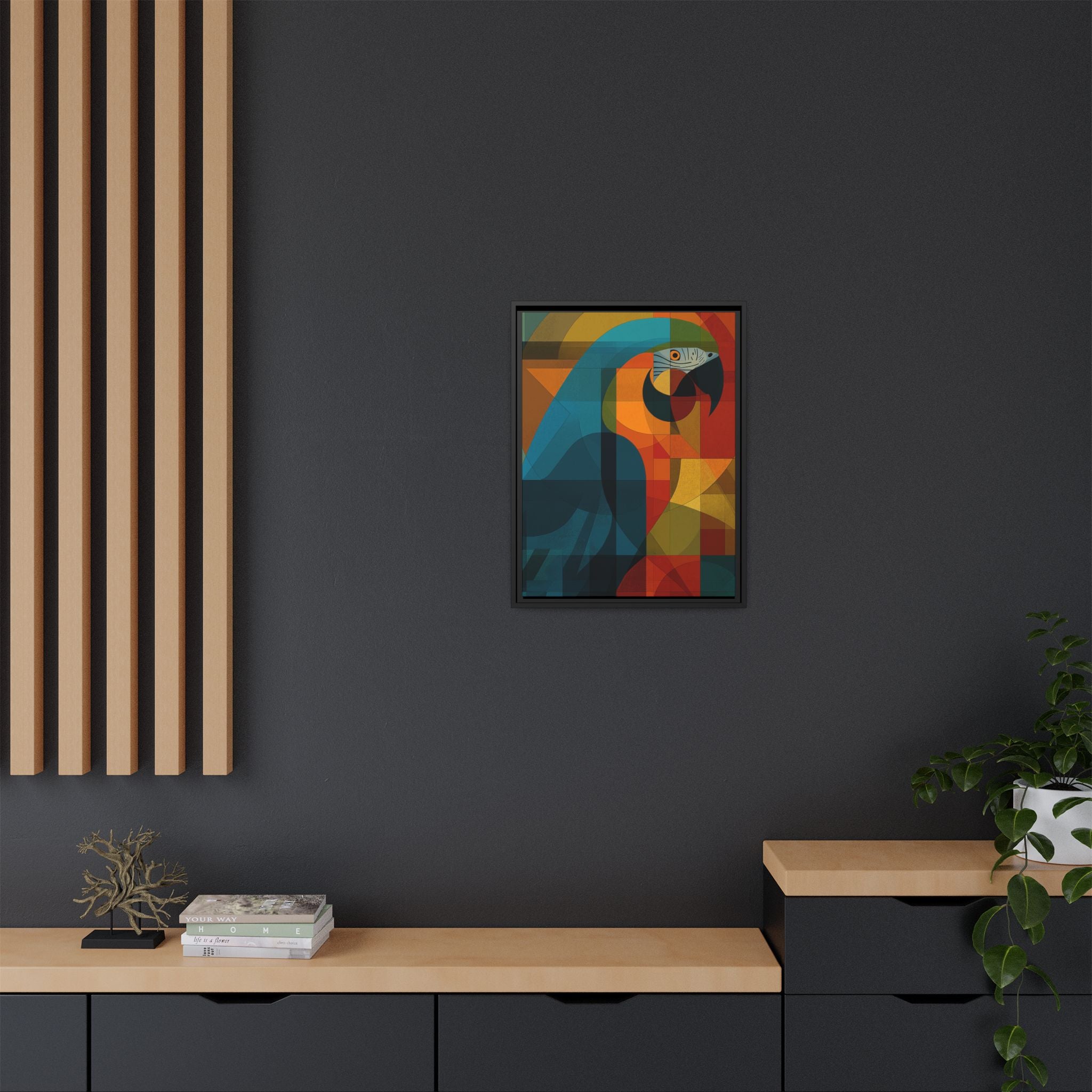 Prismatic Parrot Framed Print : Cubist Digital Geometry, Modernist Color Fragmentation   |  Personalized & Custom Orders Available
