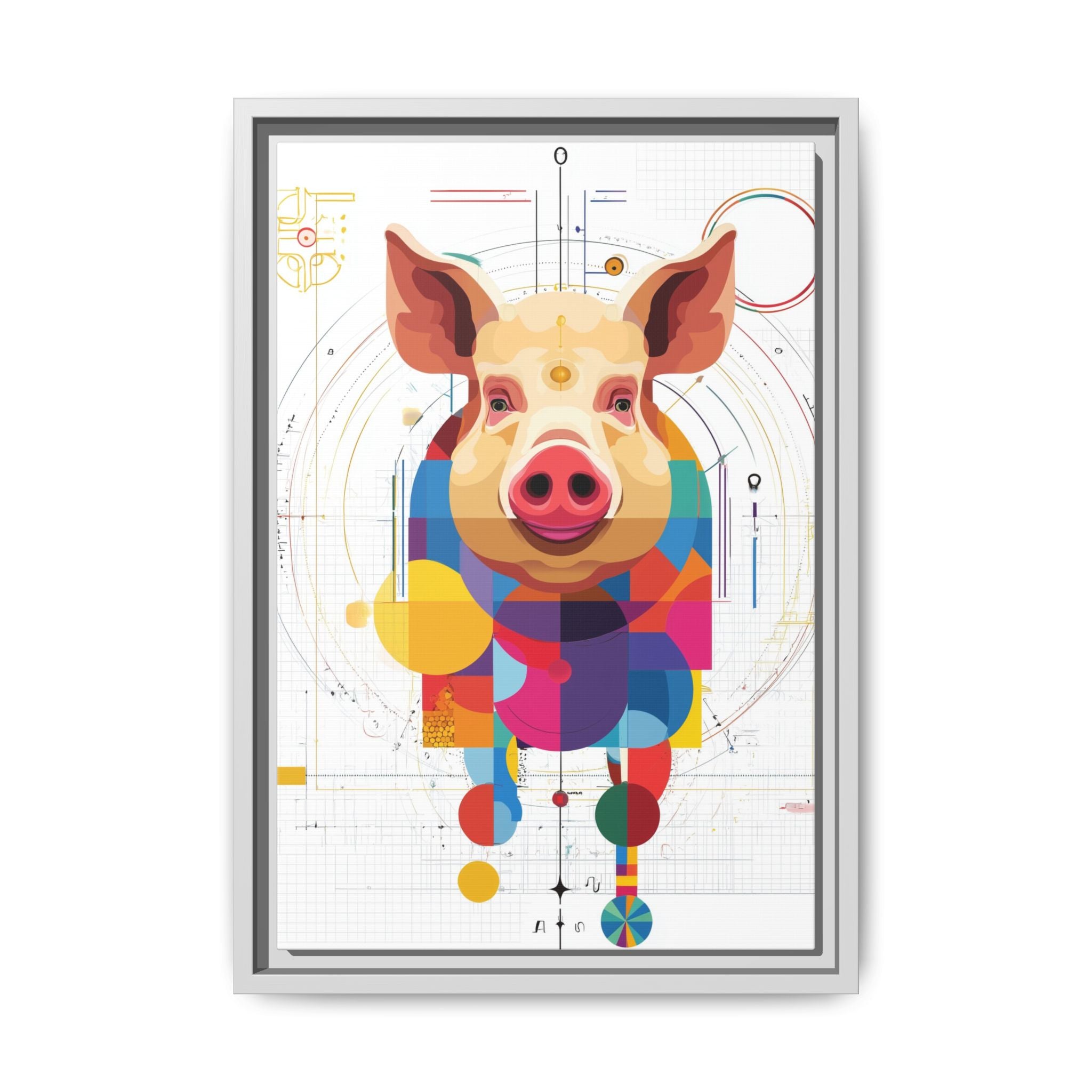 Geometric Pig: Digital Cubist Portrait, Mathematical Animal Abstraction   |    Custom Orders Available