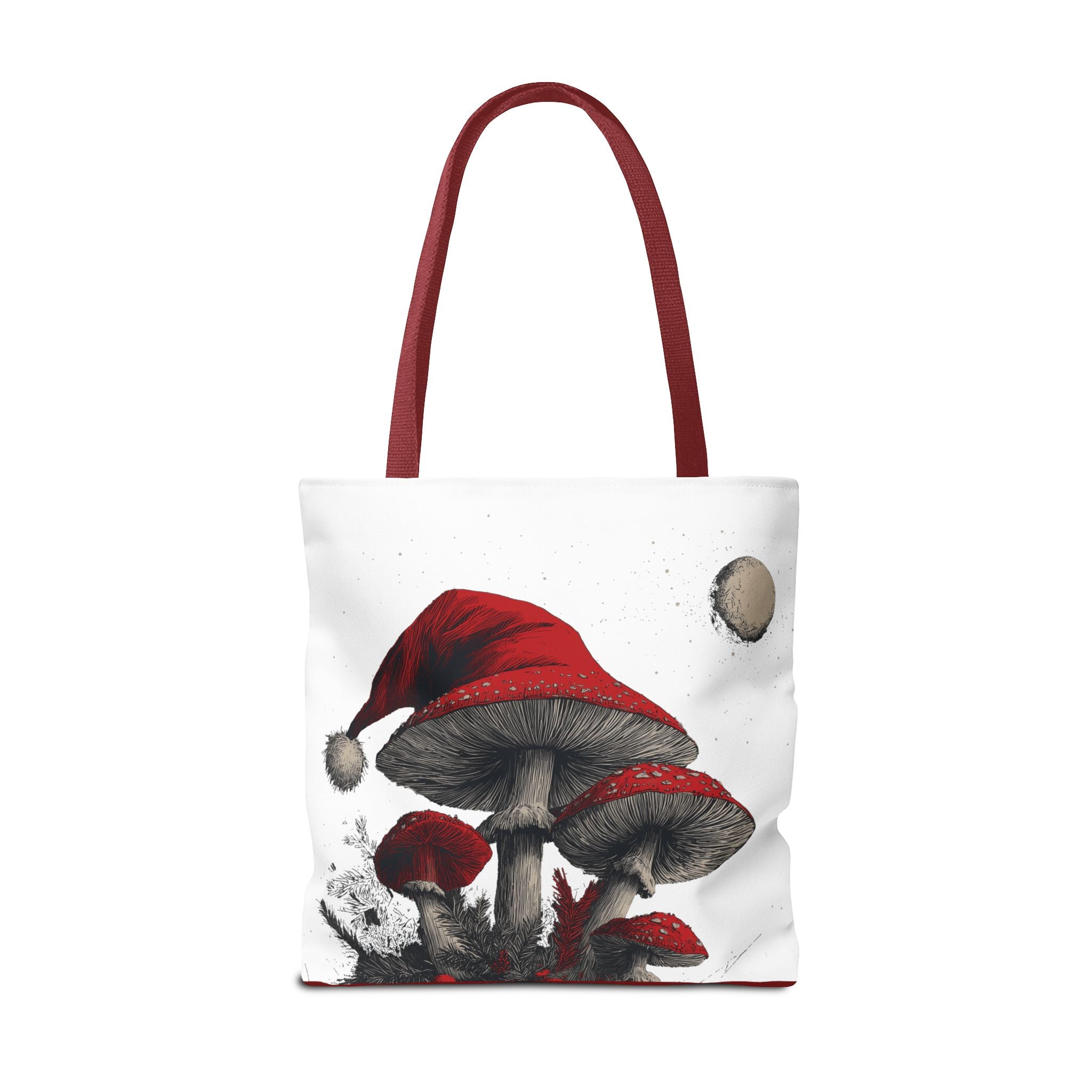 Whimsical Mushroom Christmas Tote Bag, Holiday Gift Bag, Eco-Friendly Shopping Tote, Fun Seasonal Accessory, Mushroom Art