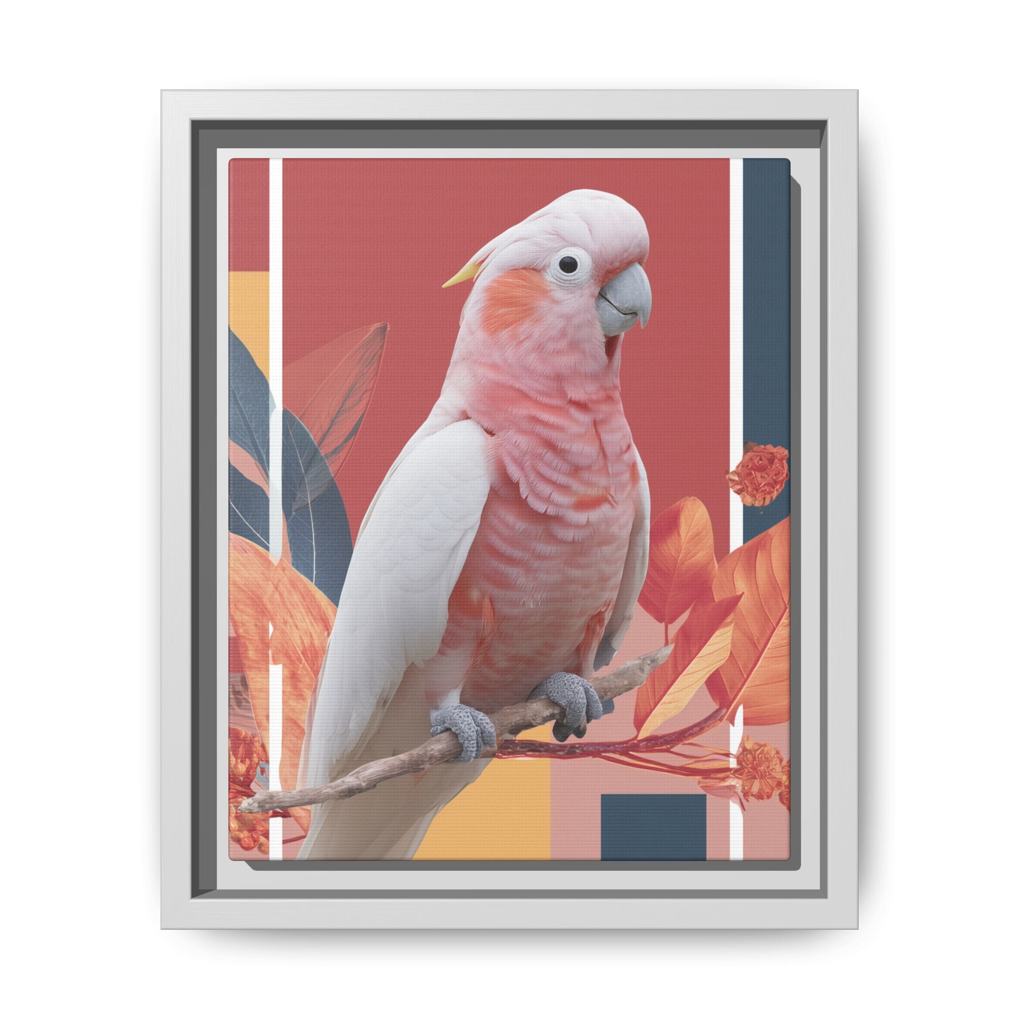Framed Print: Cockatoo in Contemporary Geometric Style, Modern Avian Art Collection   |  Personalized & Custom Orders Available