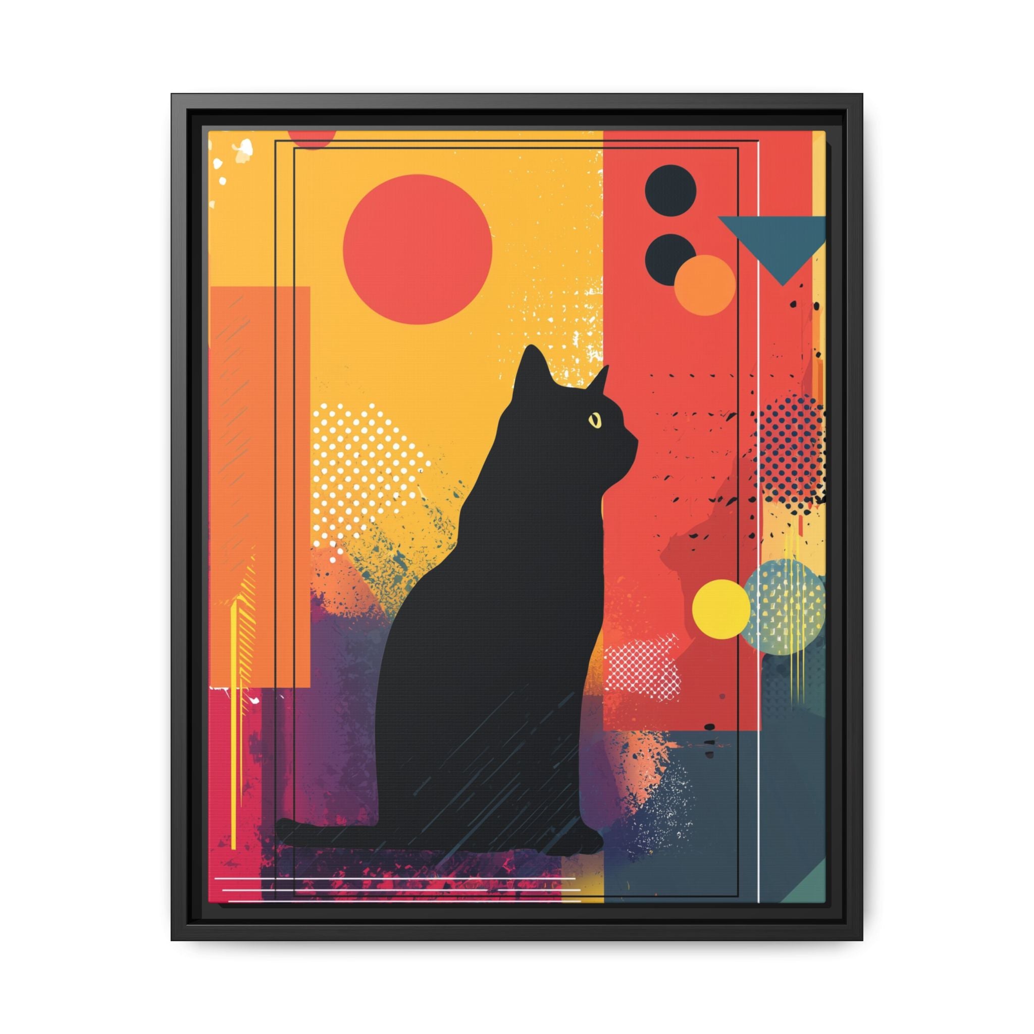 Feline Geometry Framed Print: Abstract Cat Silhouette, Retro Digital Design   |  Personalized & Custom Orders Available