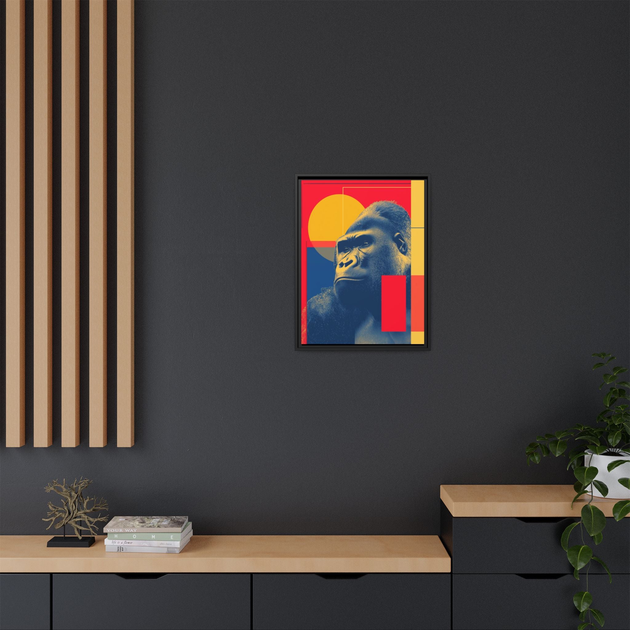 Primal Geometry: Gorilla Portrait in Blue and Yellow, Pop Art Graphic Design   |  Personalized & Custom Orders Available
