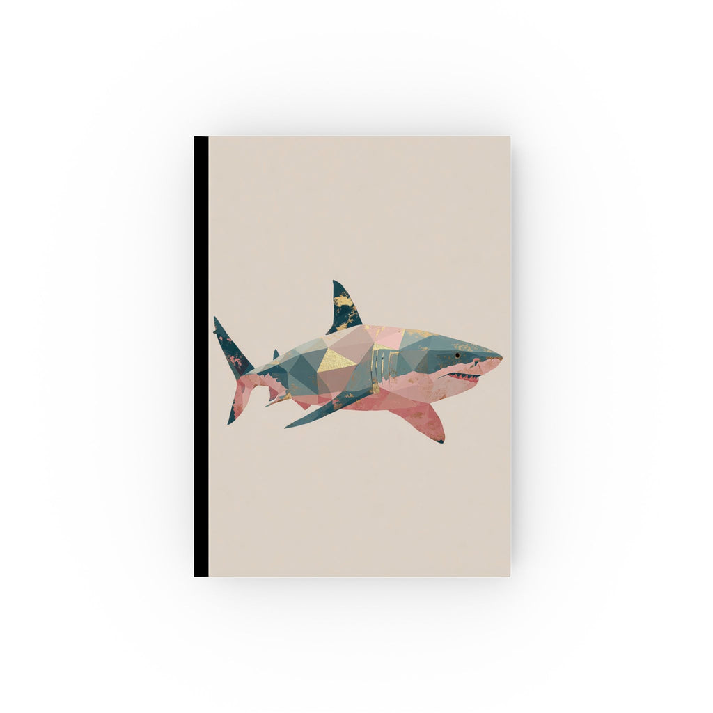 Personalized Geometric Shark Journal    |  Geometric Shark: Polygonal Marine Predator, Modern Wildlife Art, Metallic Mosaic Design