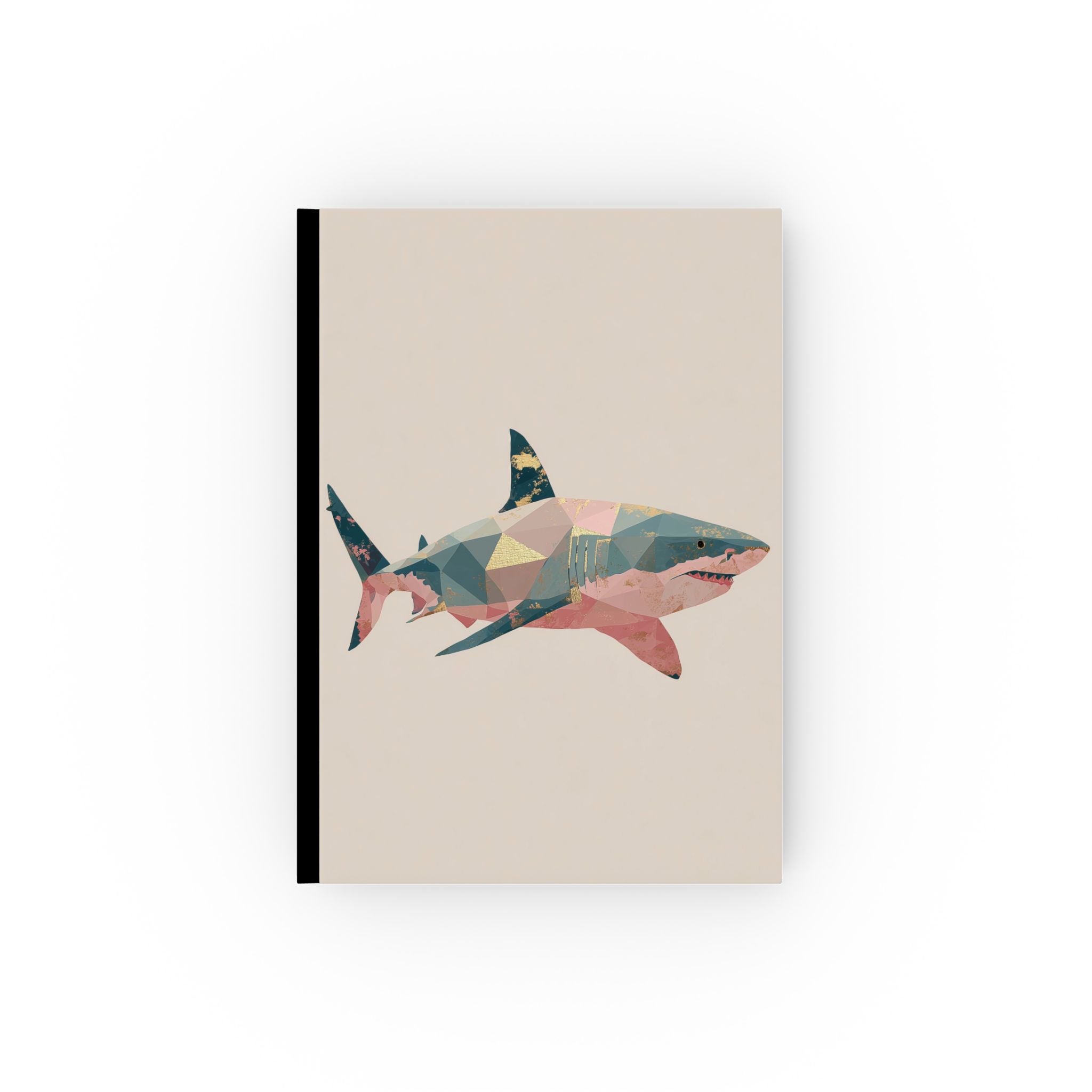 Personalized Geometric Shark Journal    |  Geometric Shark: Polygonal Marine Predator, Modern Wildlife Art, Metallic Mosaic Design