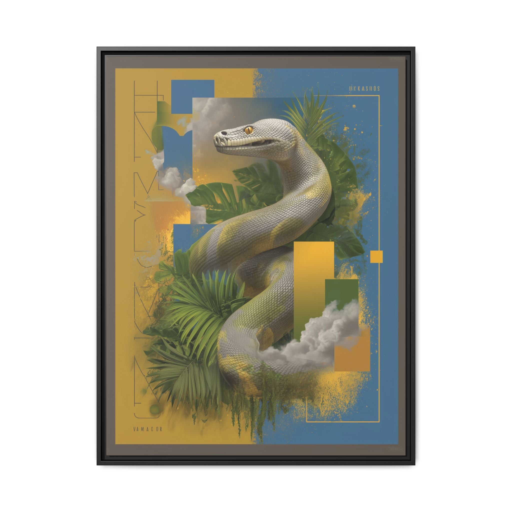 Serpent's Geometry: Tropical Jungle Fusion, Digital Surrealist Composition   |  Personalized & Custom Orders Available