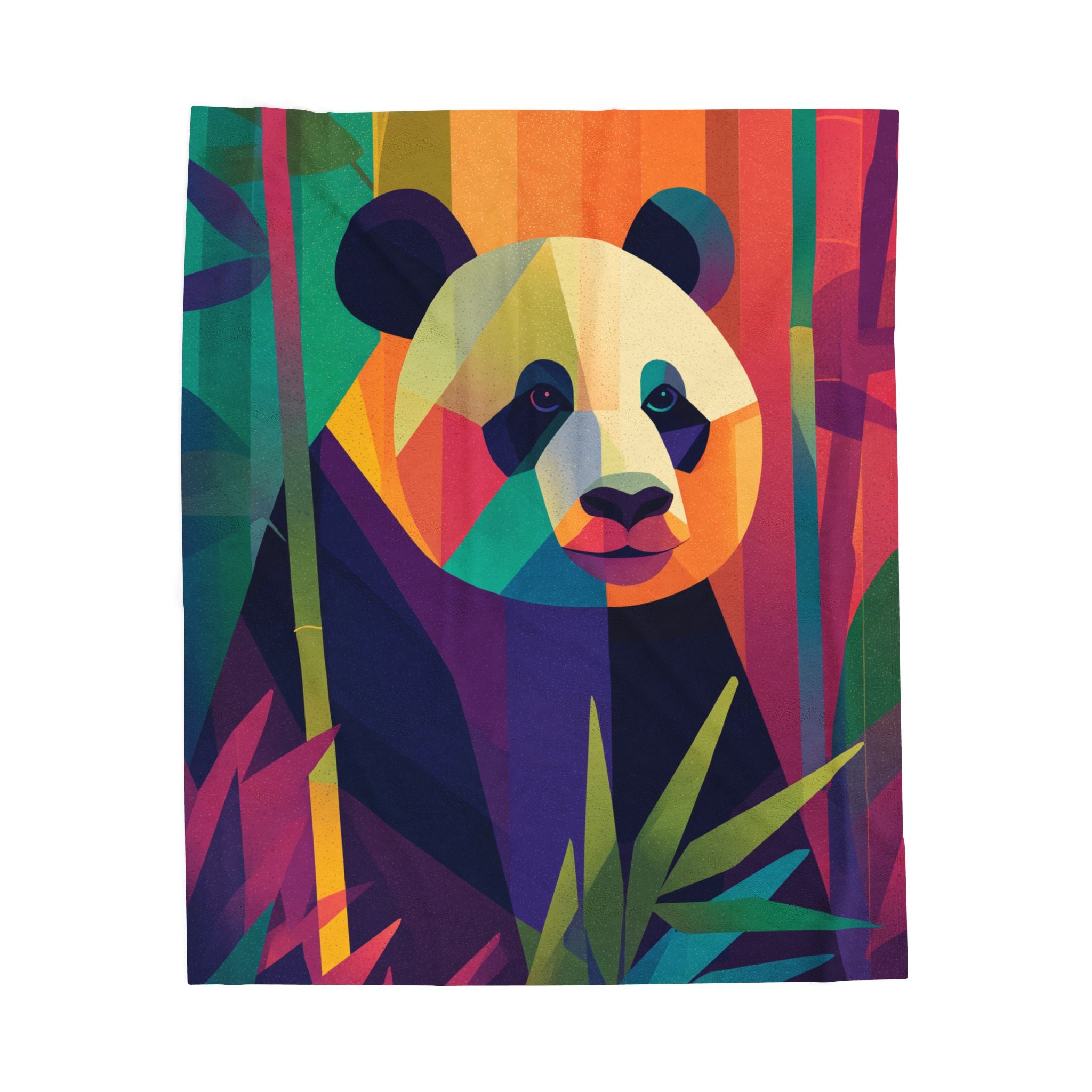 Geometric Panda Blanket: Wildlife Art, Digital Kaleidoscope Design, Contemporary Animal Illustration   |  Personalized & Custom Orders