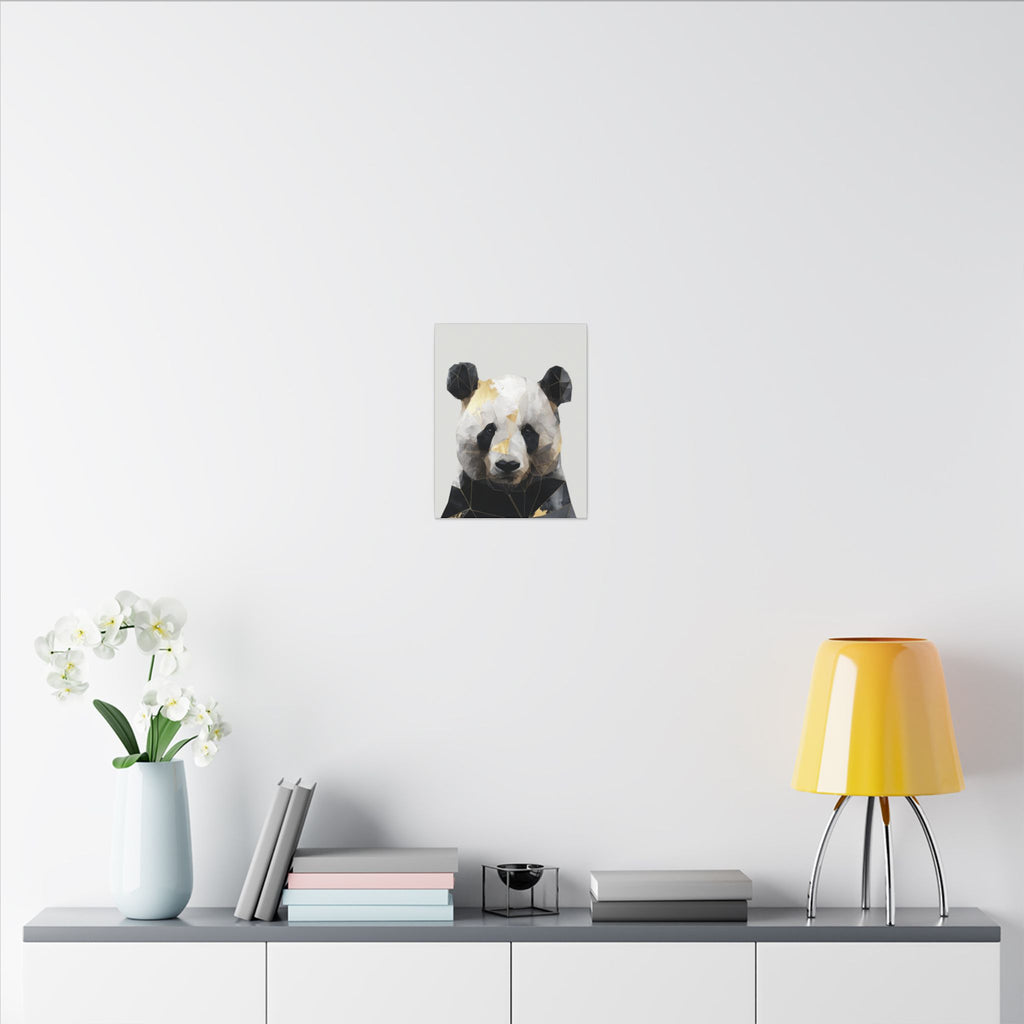 Geometric Panda: Low Poly Art, Contemporary Wildlife Portrait, Metallic Triangular Design   |  Personalized & Custom Orders Available