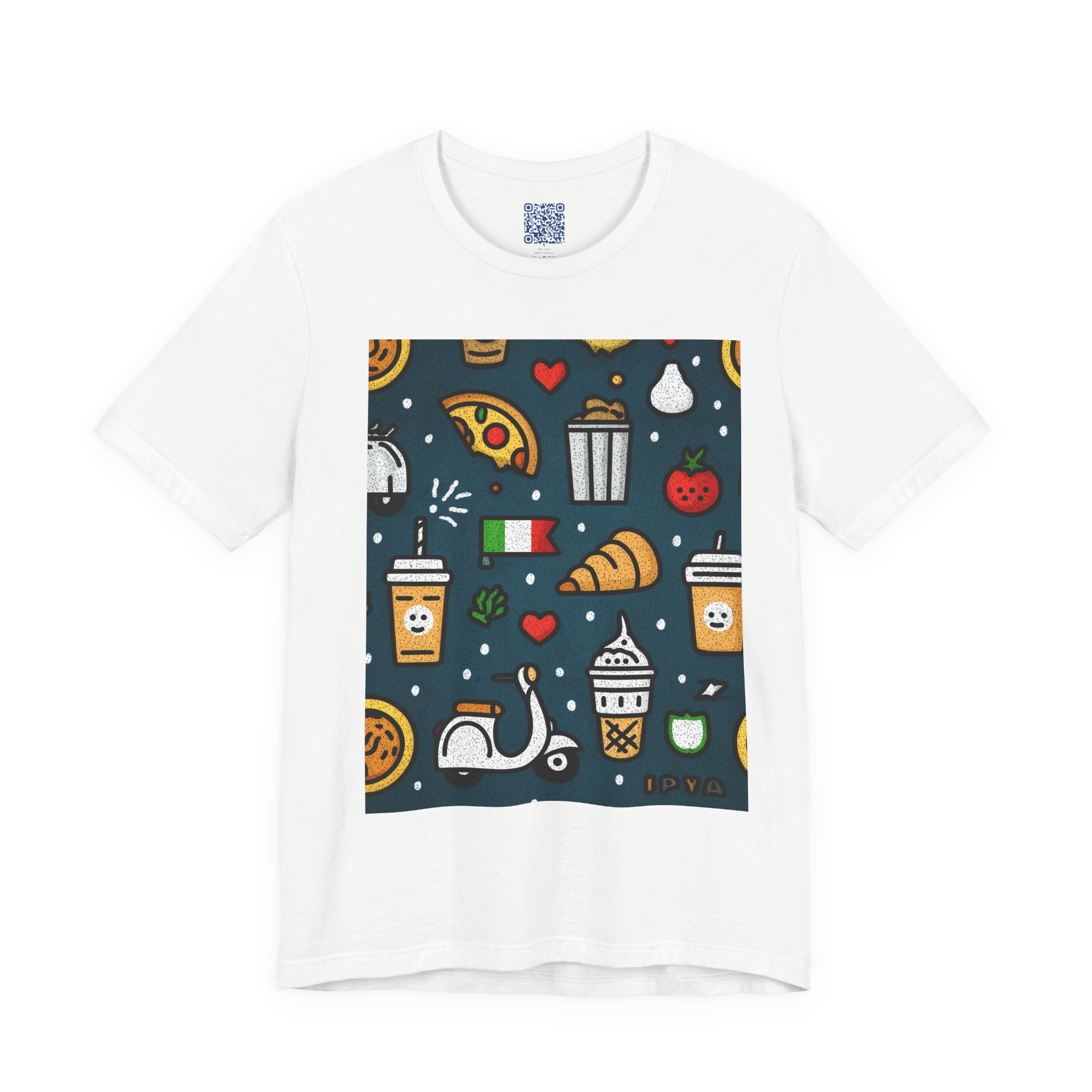 Foodie Fun Unisex Tee, Cute Food Patterns Shirt, Casual Wear, Gift for Food Lovers, Summer Vibes, Kitchen Decor
