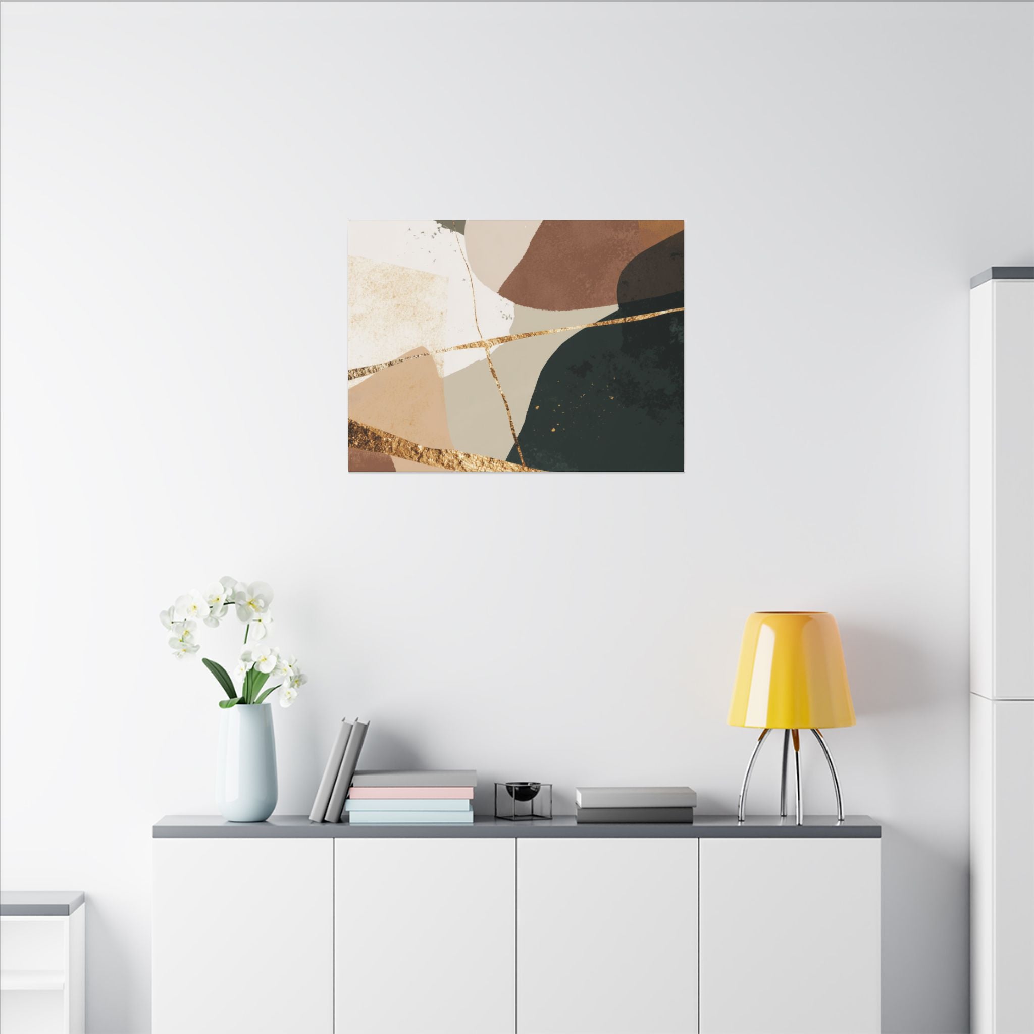 Canvas Print, Abstract Earthy Gold Wall Art, Modern Designer Home Decor, Stretched Matte Canvas; Thick, Multi-Size, Office Decor
