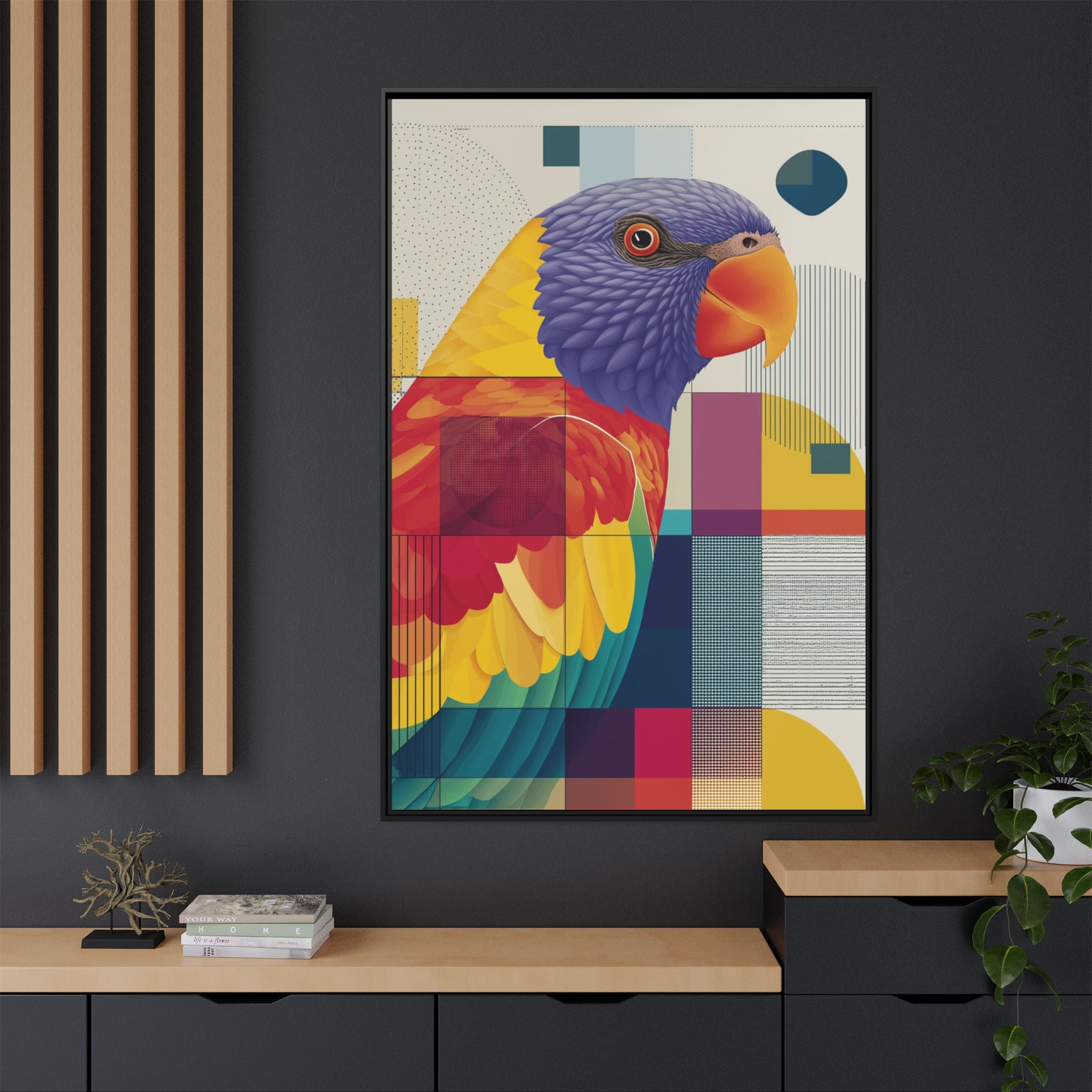 Geometric Parrot: Abstract Wildlife Art, Modern Color Block Design   |  Personalized & Custom Orders Available
