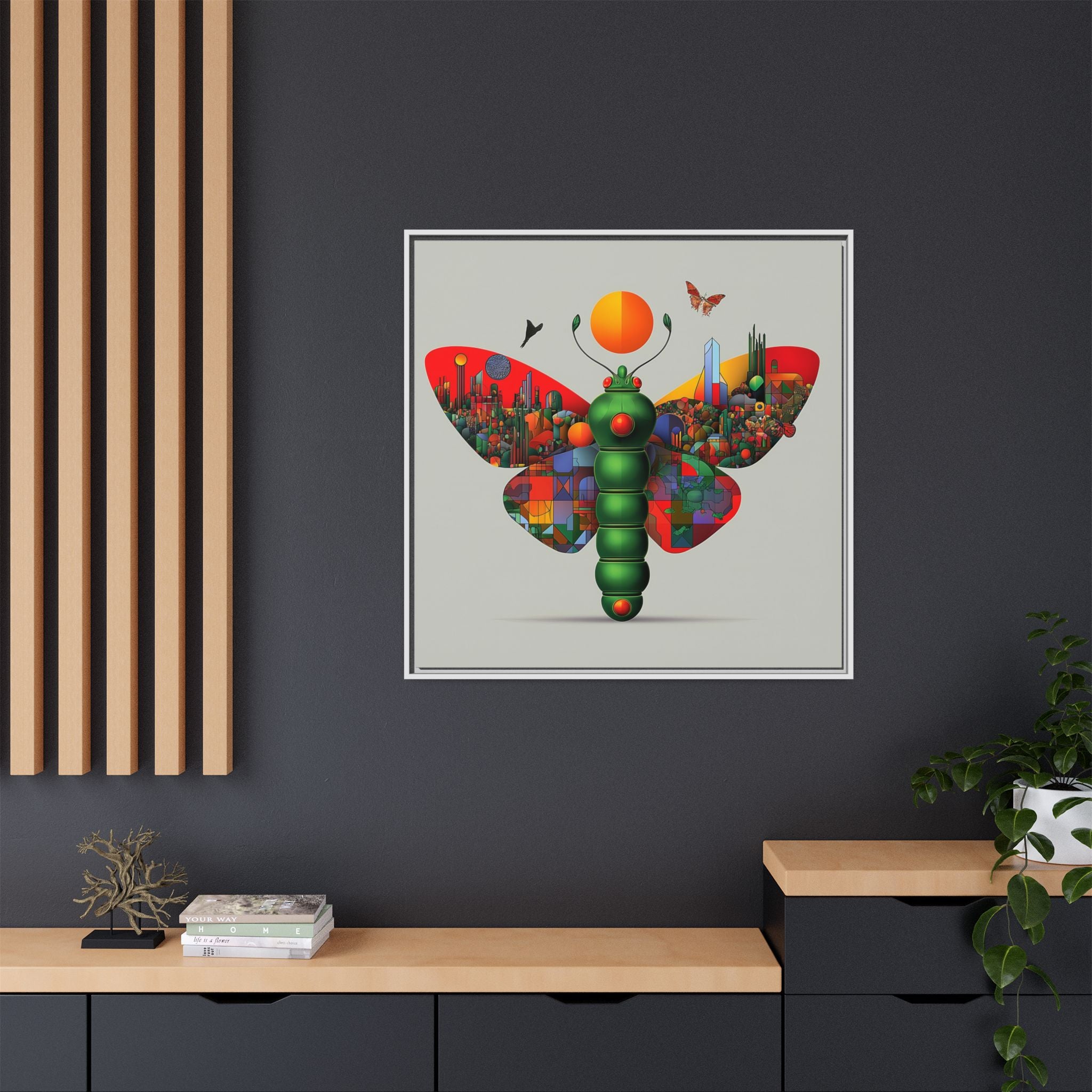 Urban Metamorphosis: Geometric Butterfly Cityscape, Cubist Digital Illustration   |    Custom Orders Available