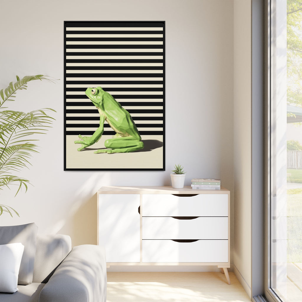 Geometric Frog Framed Print : Low-Poly Amphibian Design, Contemporary Minimalist Art   |  Personalized & Custom Orders Available