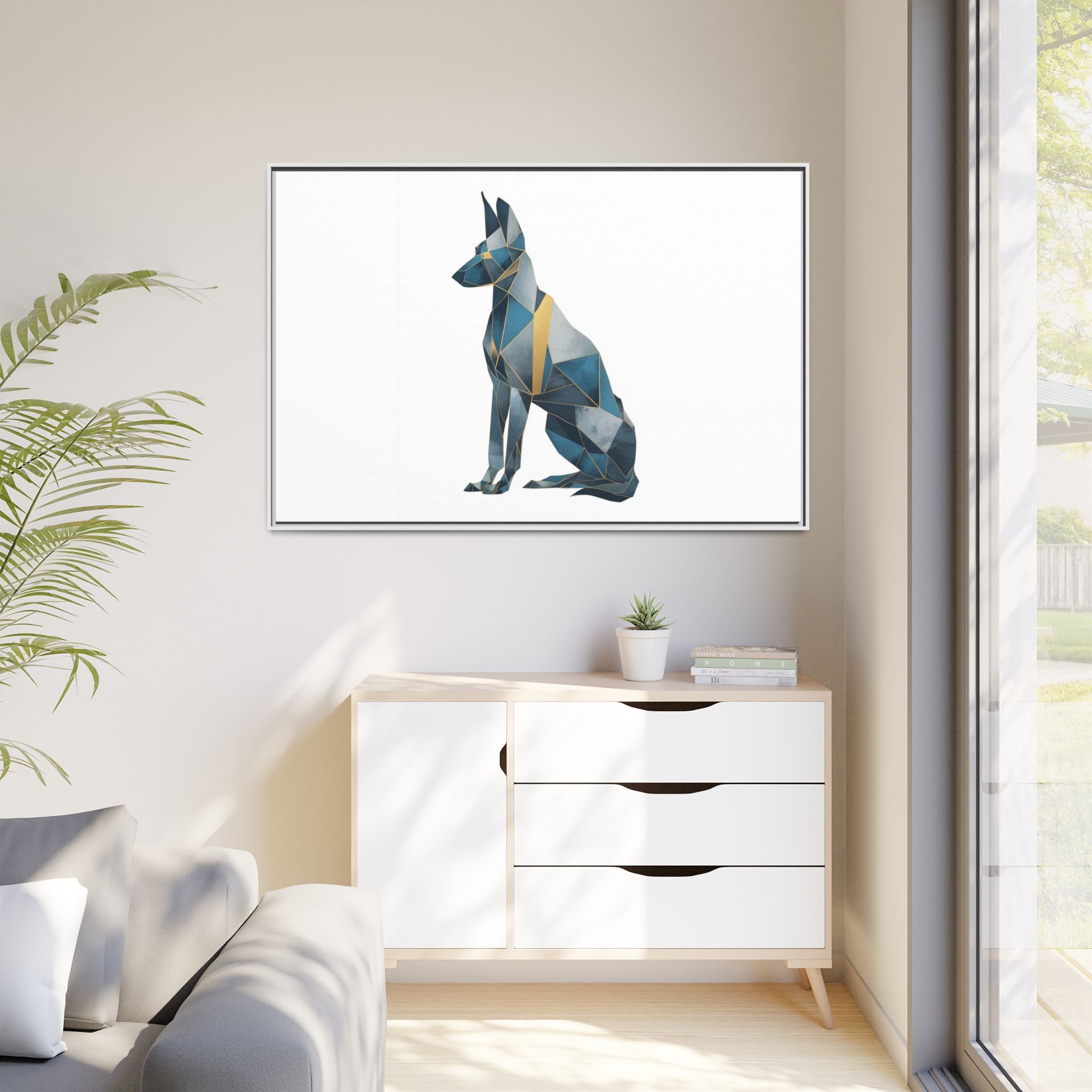 Geometric Canine Mosaic: Fractured Blue Shepherd, Modern Polygonal Art   |  Personalized & Custom Orders Available
