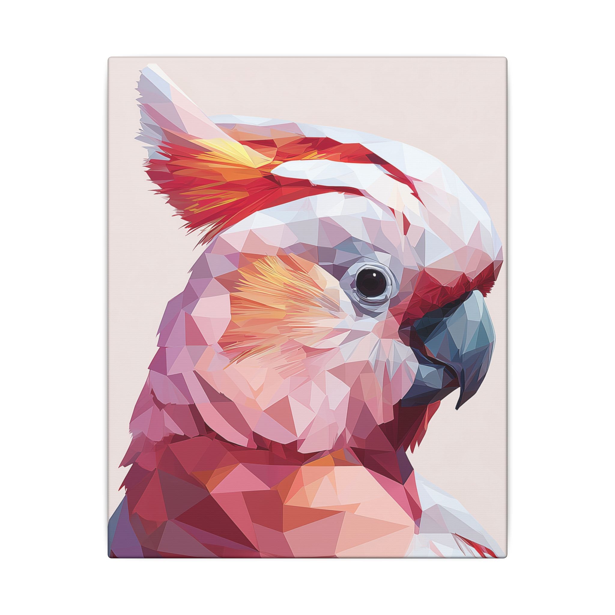 Polygonal Parrot: Low-Poly Digital Art, Geometric Cockatoo Portrait   |    Custom Orders Available