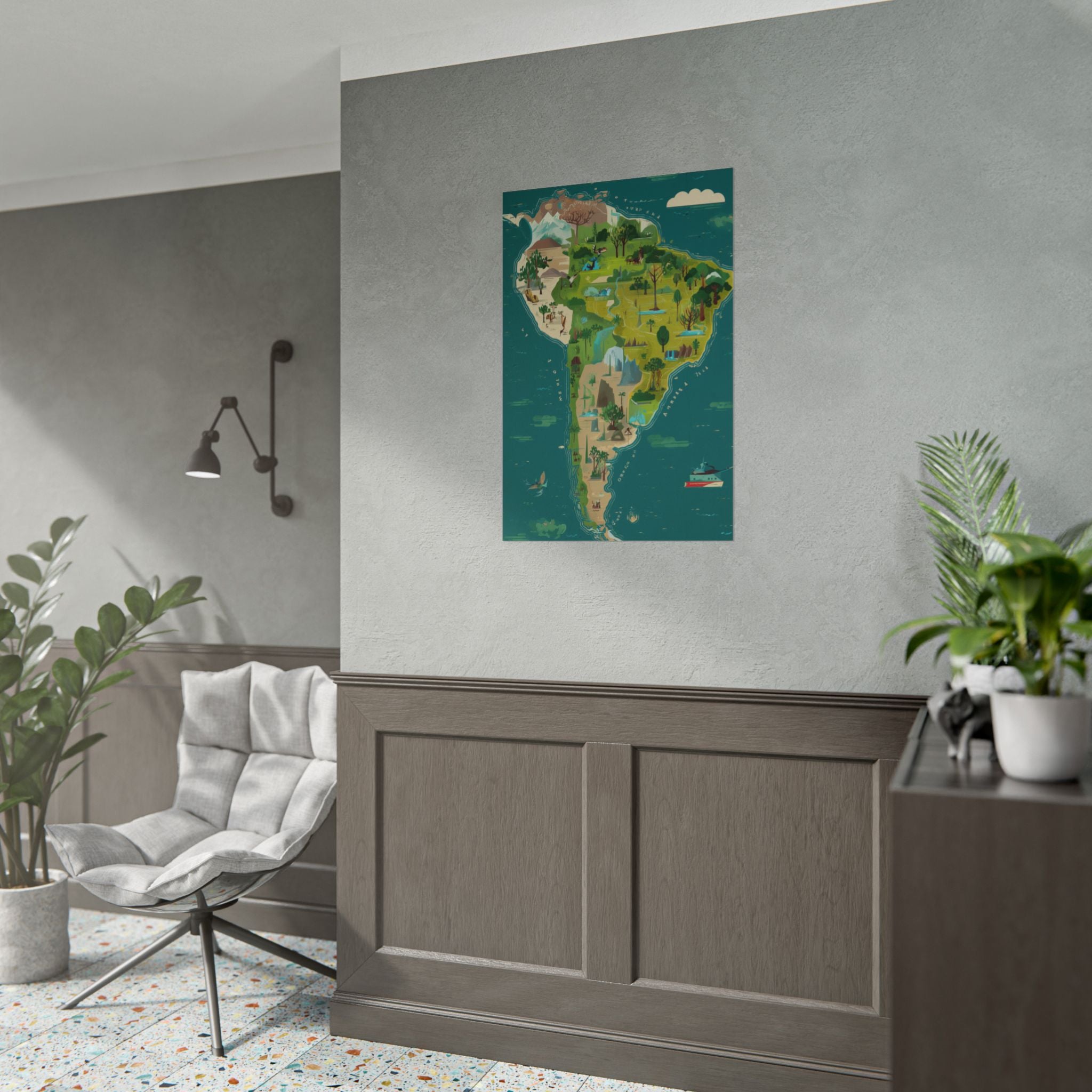 South America Illustrated Map Poster — Rolled Travel Map Art Print