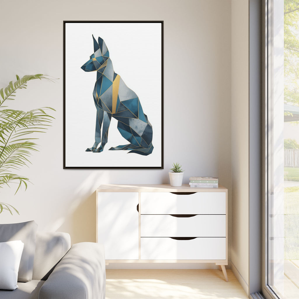Geometric Canine Mosaic: Fractured Blue Shepherd, Modern Polygonal Art   |  Personalized & Custom Orders Available