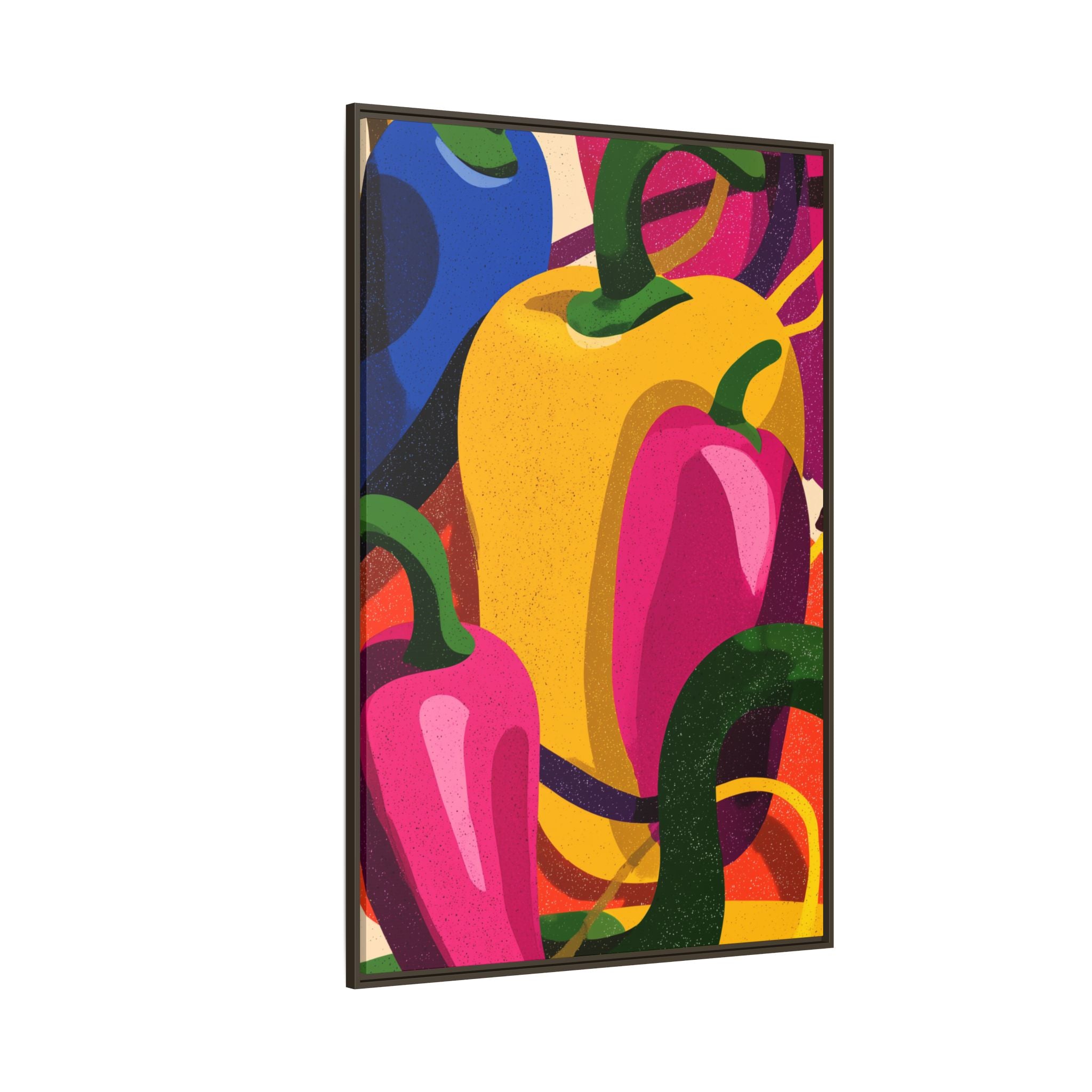 Canvas Art, Abstract Geometric Bell Peppers, Framed Wall Decor Print, Kitchen Wall Art, Modern Home Decor, Foodie Gift