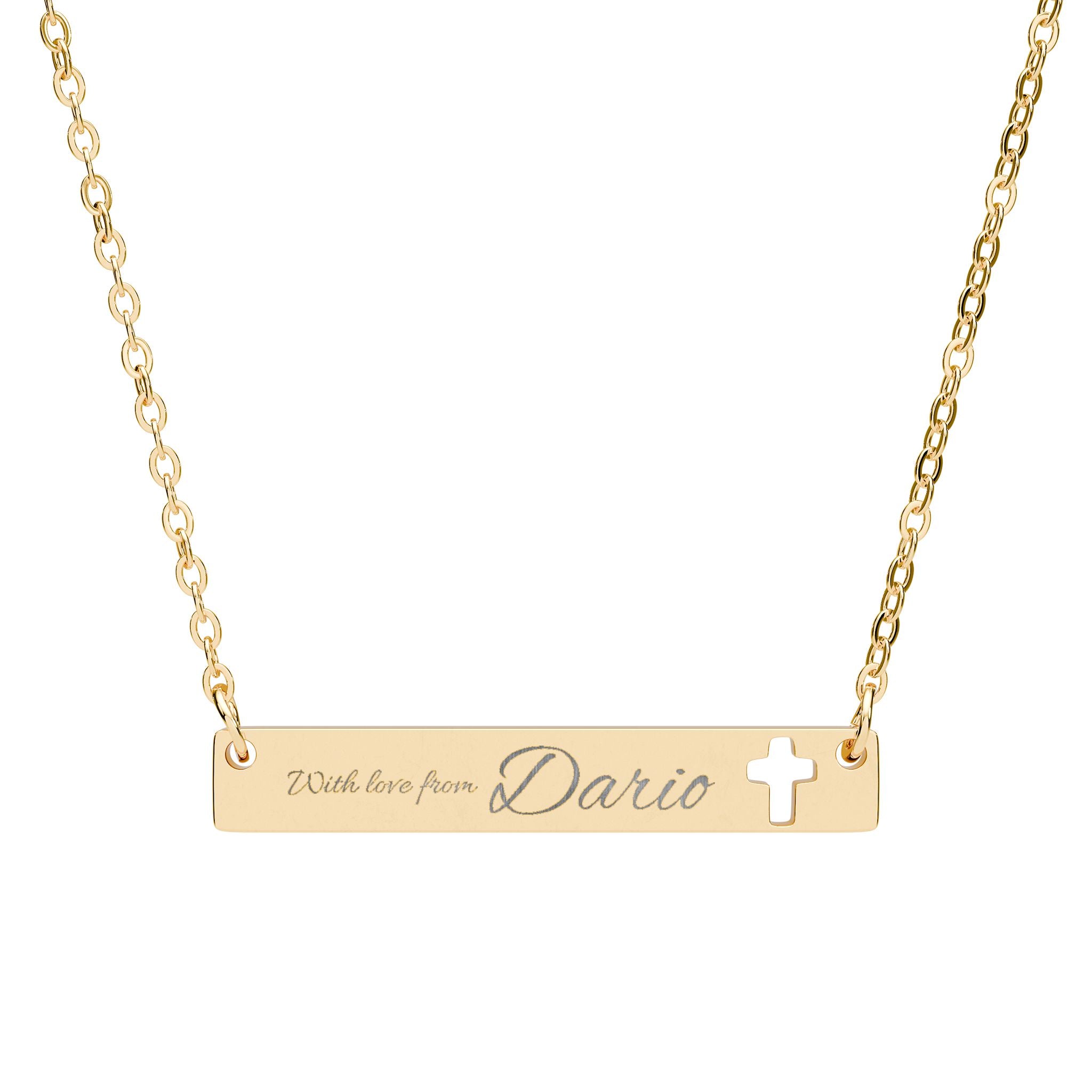 Personalized Cutout Cross Bar Necklace (Engraving)