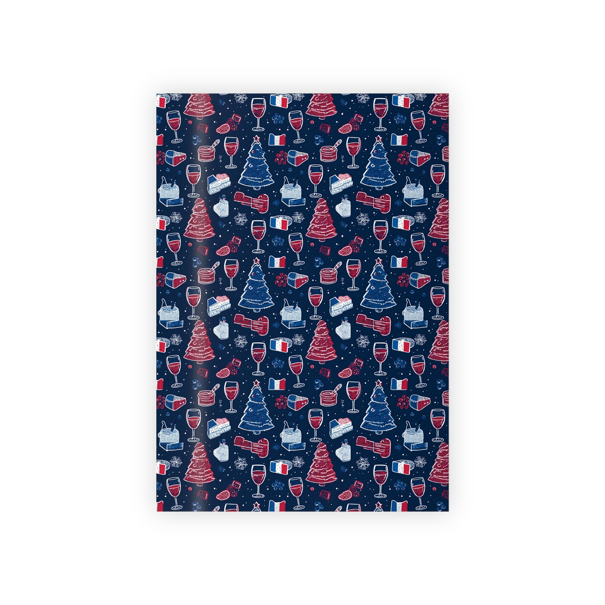 Wrapping Paper Rolls, French Themed Christmas Gift Wrap, Wine and Cheese Design, Holiday Wrap, Christmas Present Wrap, Holiday Paper, French