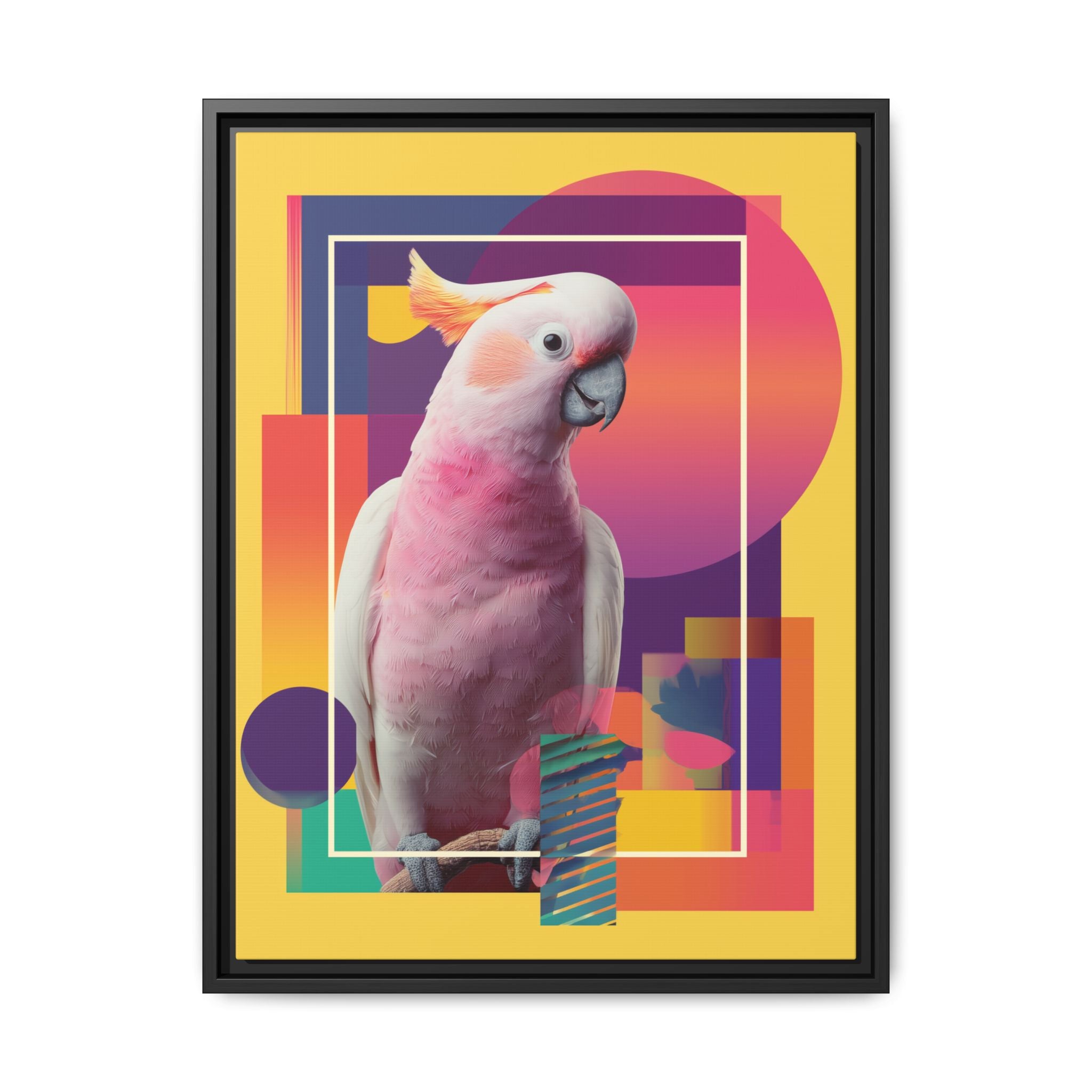 Geometric Cockatoo Composition: Moluccan Parrot Portrait, Modern Abstract Design   |    Custom Orders Available
