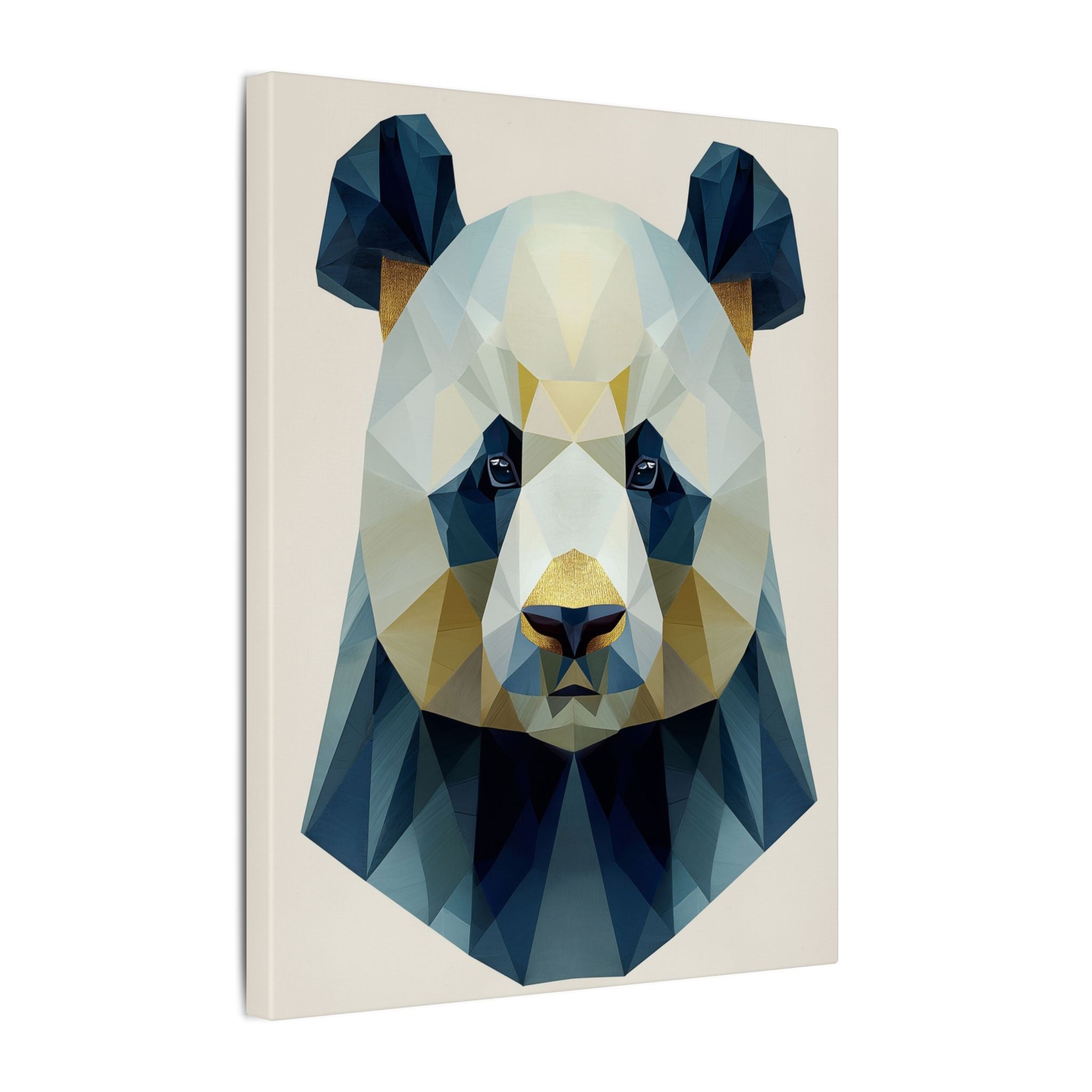 Geometric Panda: Low-Poly Animal Art, Modern Minimalist Design, Blue and Gold Illustration   |  Personalized & Custom Orders Available