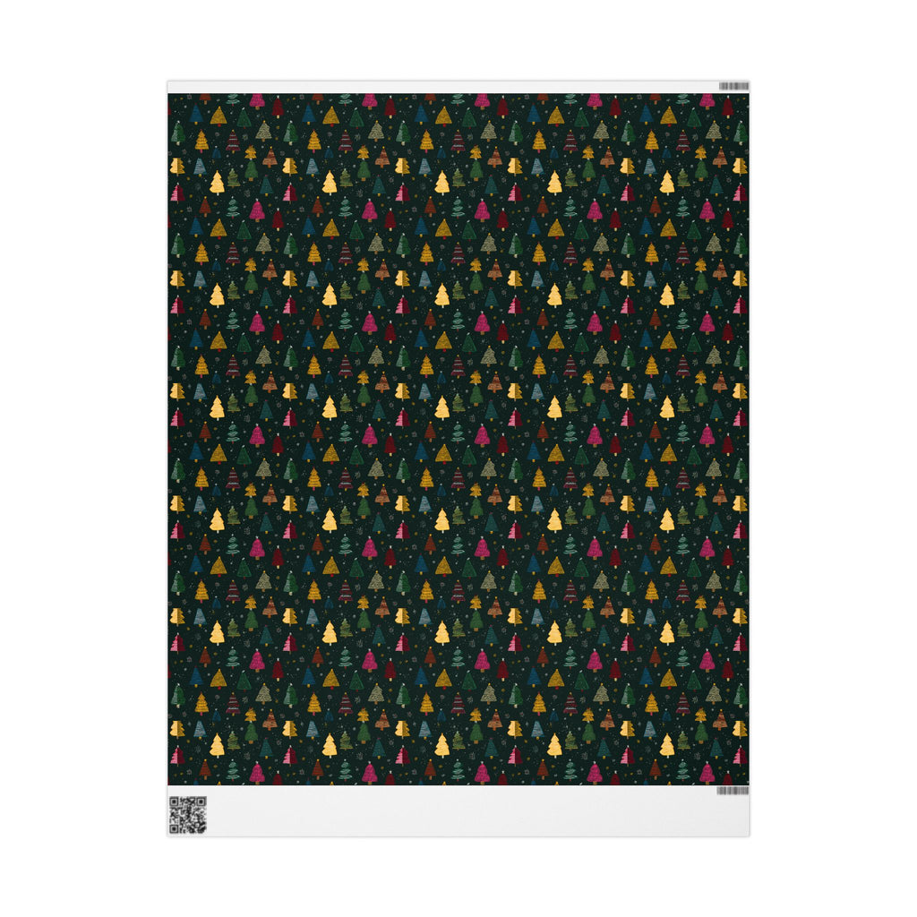 Christmas Tree Pattern Wrapping Paper — Festive Dark Green Holiday Gift Wrap