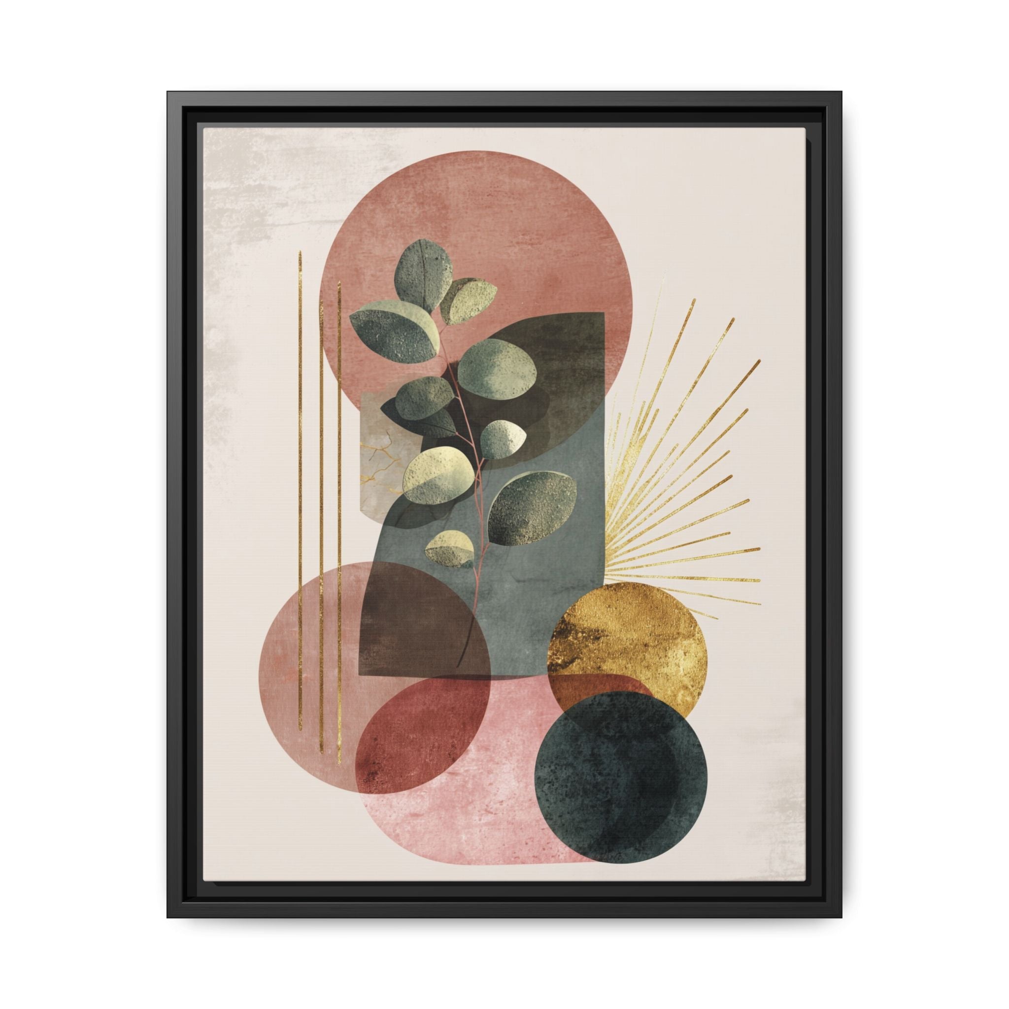 Botanical Geometric Symphony: Eucalyptus Harmony, Metallic Intersections, Modern Earth Tones   |   Custom Orders Accepted