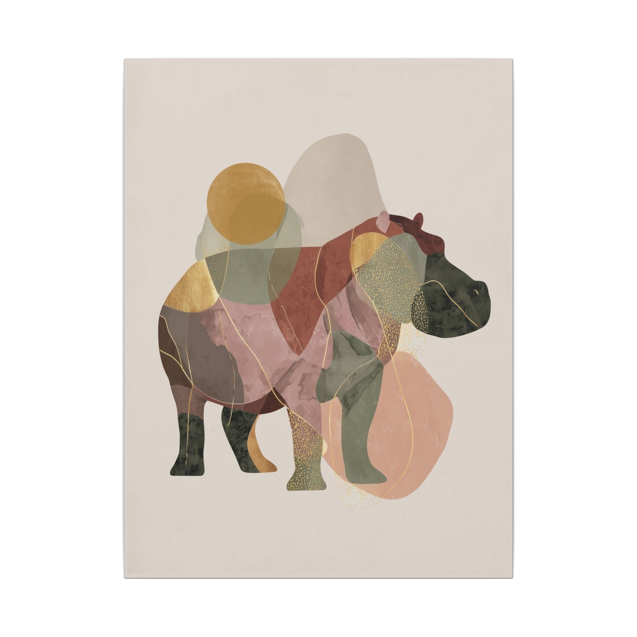 Geometric Hippo: Abstract Animal Art, Minimalist Pastel Composition   |    Custom Orders Available