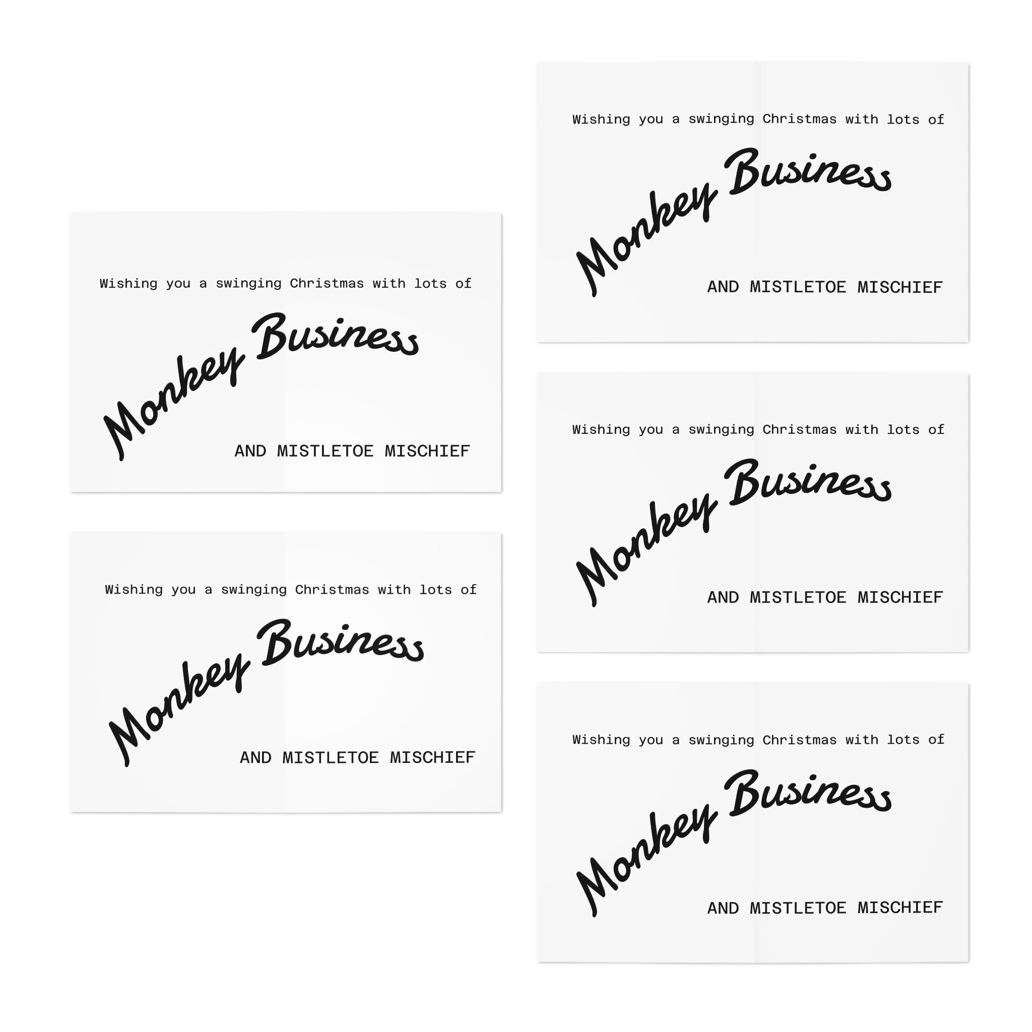 Cheerful Holiday Greeting Cards, Cute Monkey Cards for Christmas, 5 pack