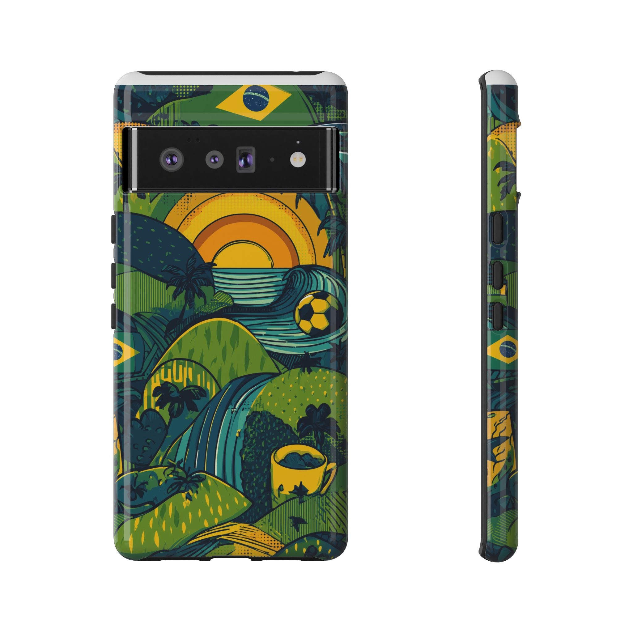 Brazil Tough Cases: Sporty Tropical Phone Case, Fun Beach Vibe Phone Accessory, Summer Travel Gift, Colorful Phone Cover, Casual Style Tech