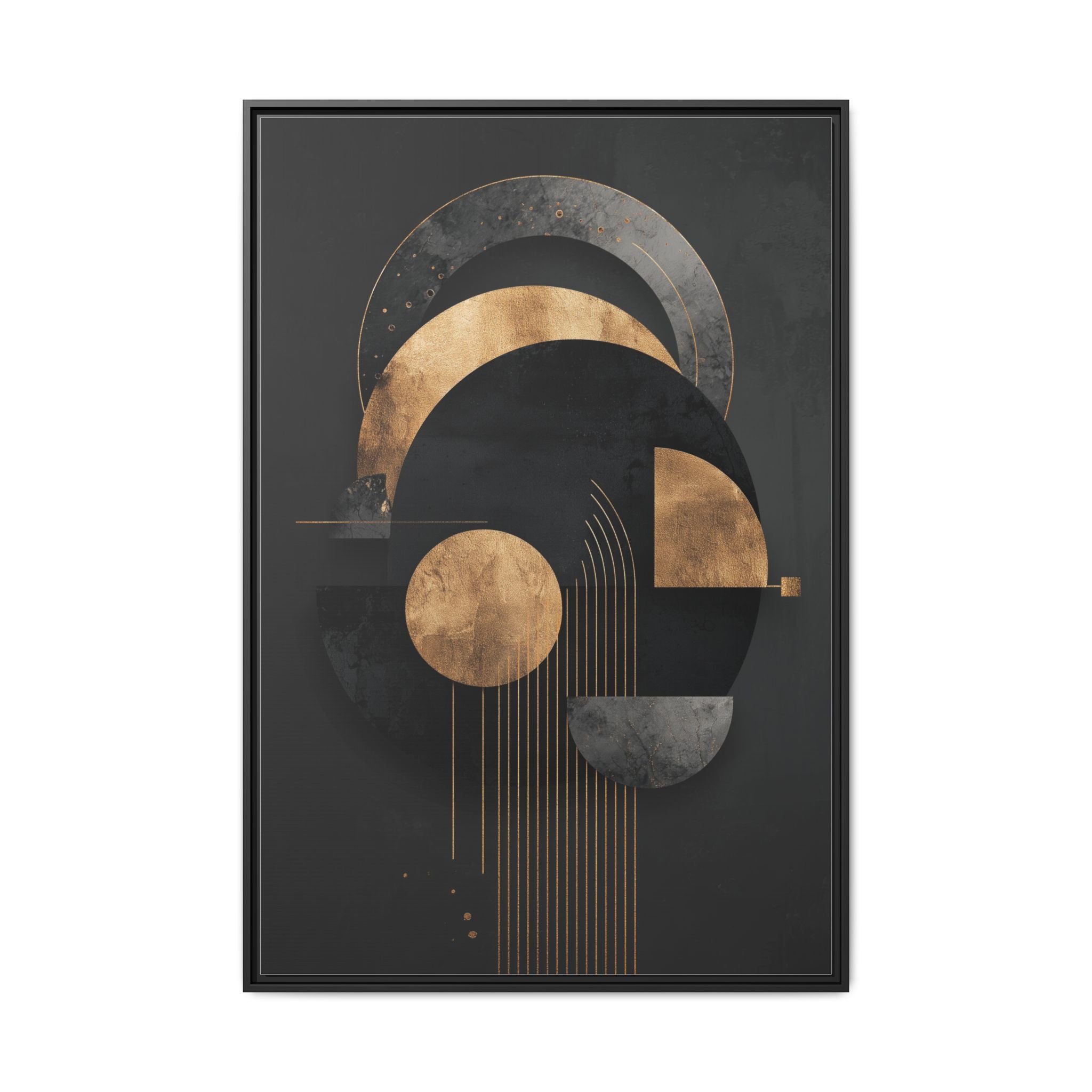 Geometric Resonance: Abstract Gold and Black Design, Minimalist Architectural Art, Modern Metallic Composition   |   Custom Orders Accepted