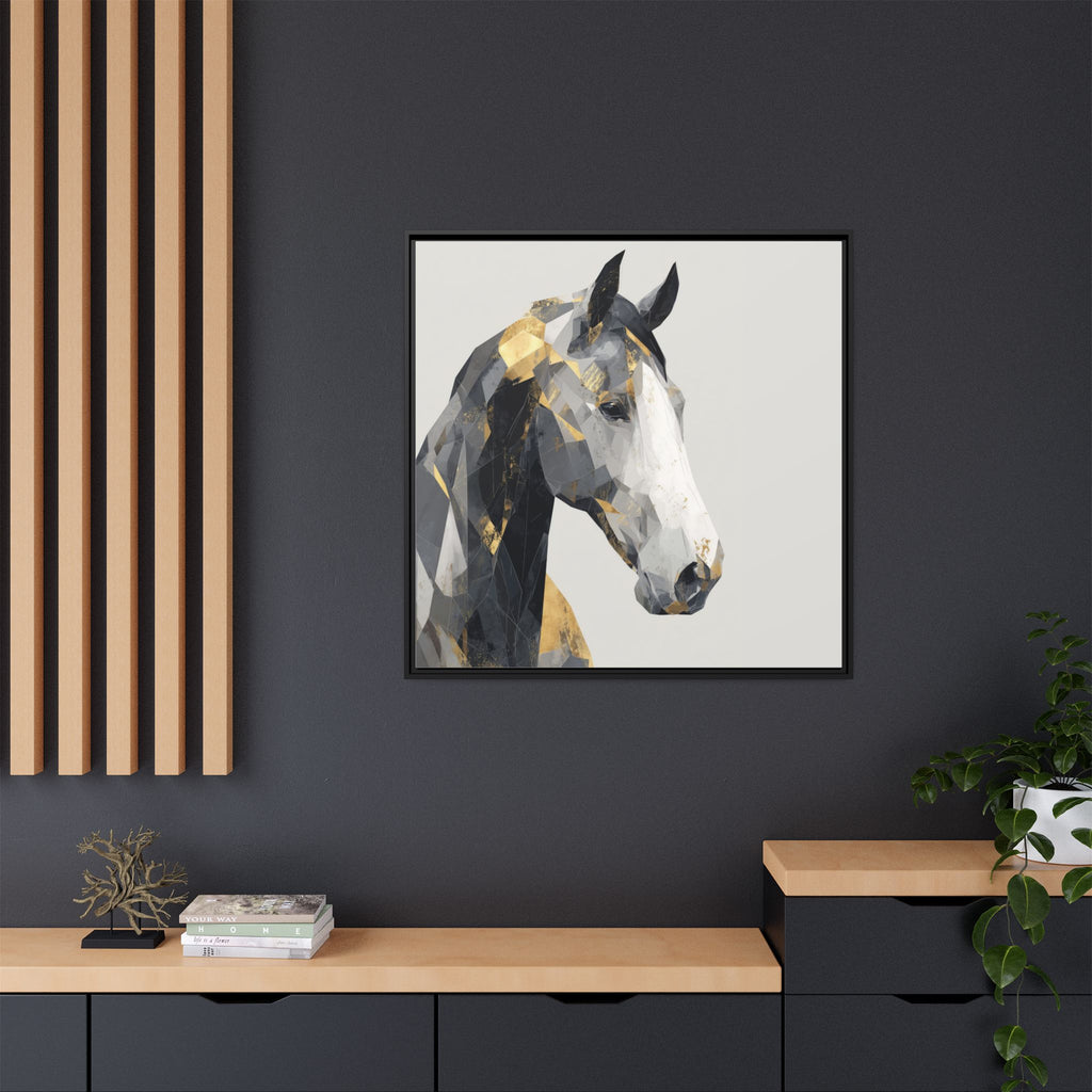 Geometric Stallion: Cubist Equine Art, Modern Metallic Polygonal Design   |  Personalized & Custom Orders Available