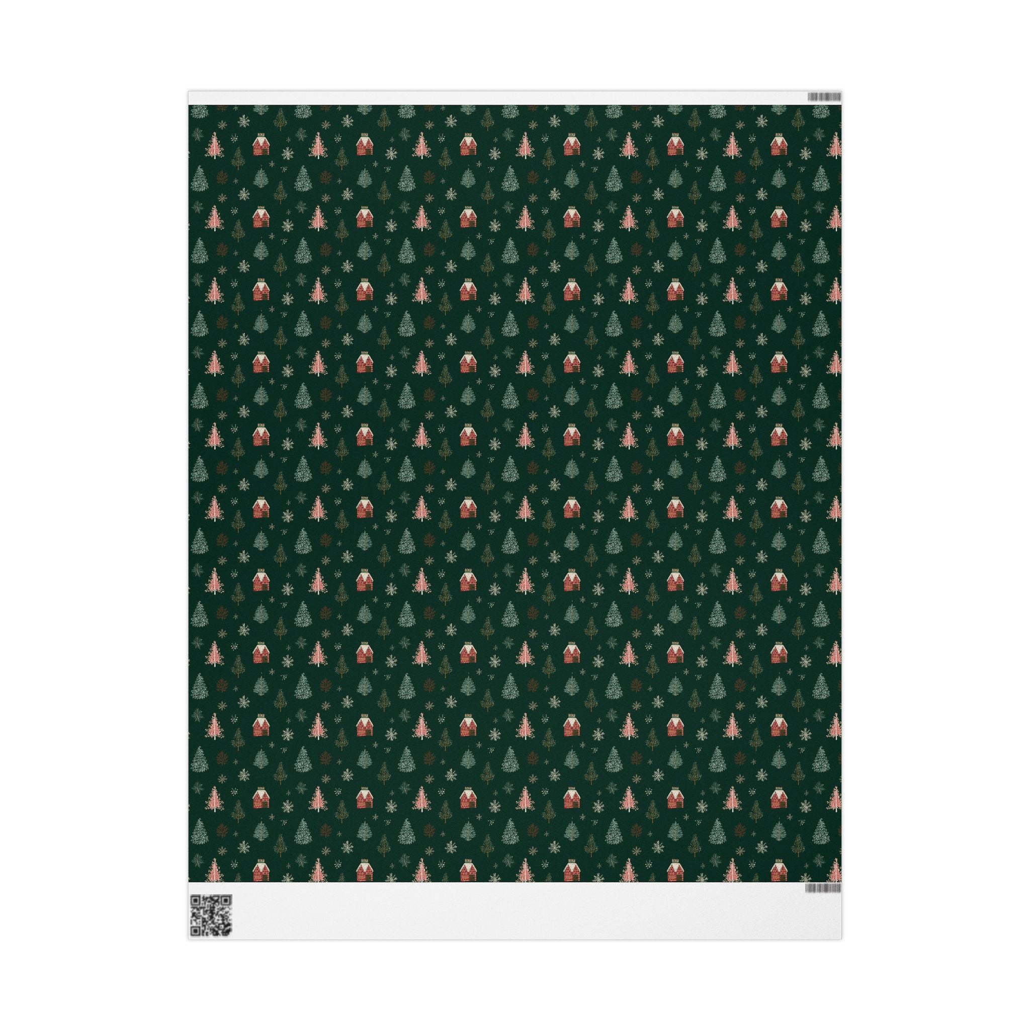 Christmas Tree Pattern Wrapping Paper — Dark Green Holiday Gift Wrap
