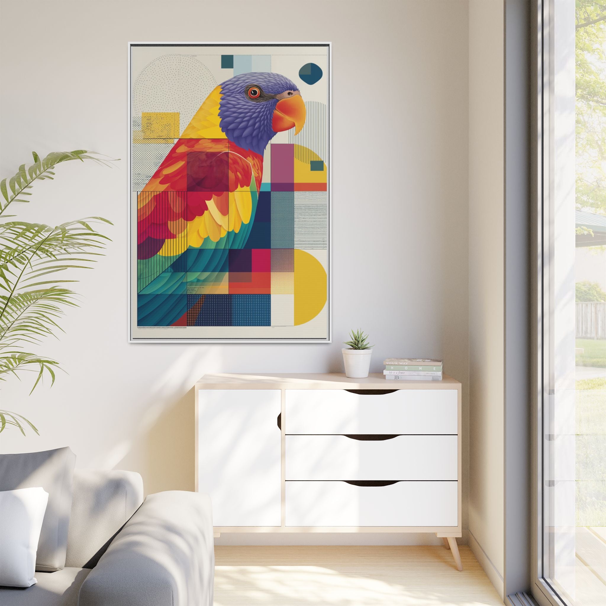 Prismatic Parrot: Geometric Deconstruction, Modern Abstract Art   |    Custom Orders Available