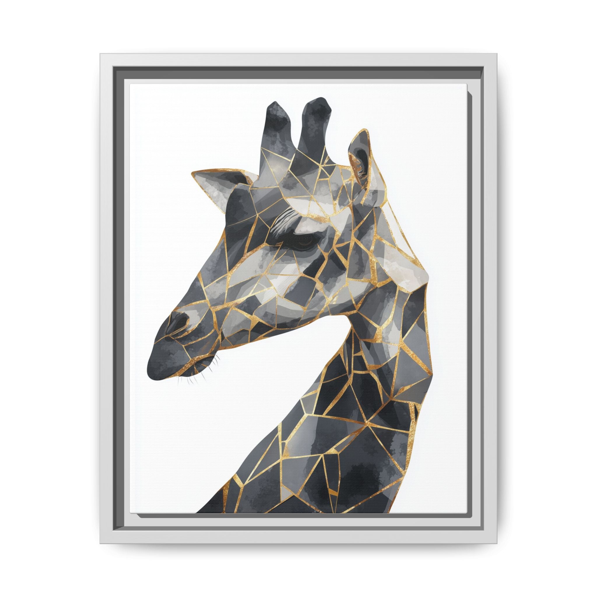 Geometric Giraffe Framed Print : Modern Mosaic Wildlife Art, Contemporary Golden Fragments   |  Personalized & Custom Orders Available
